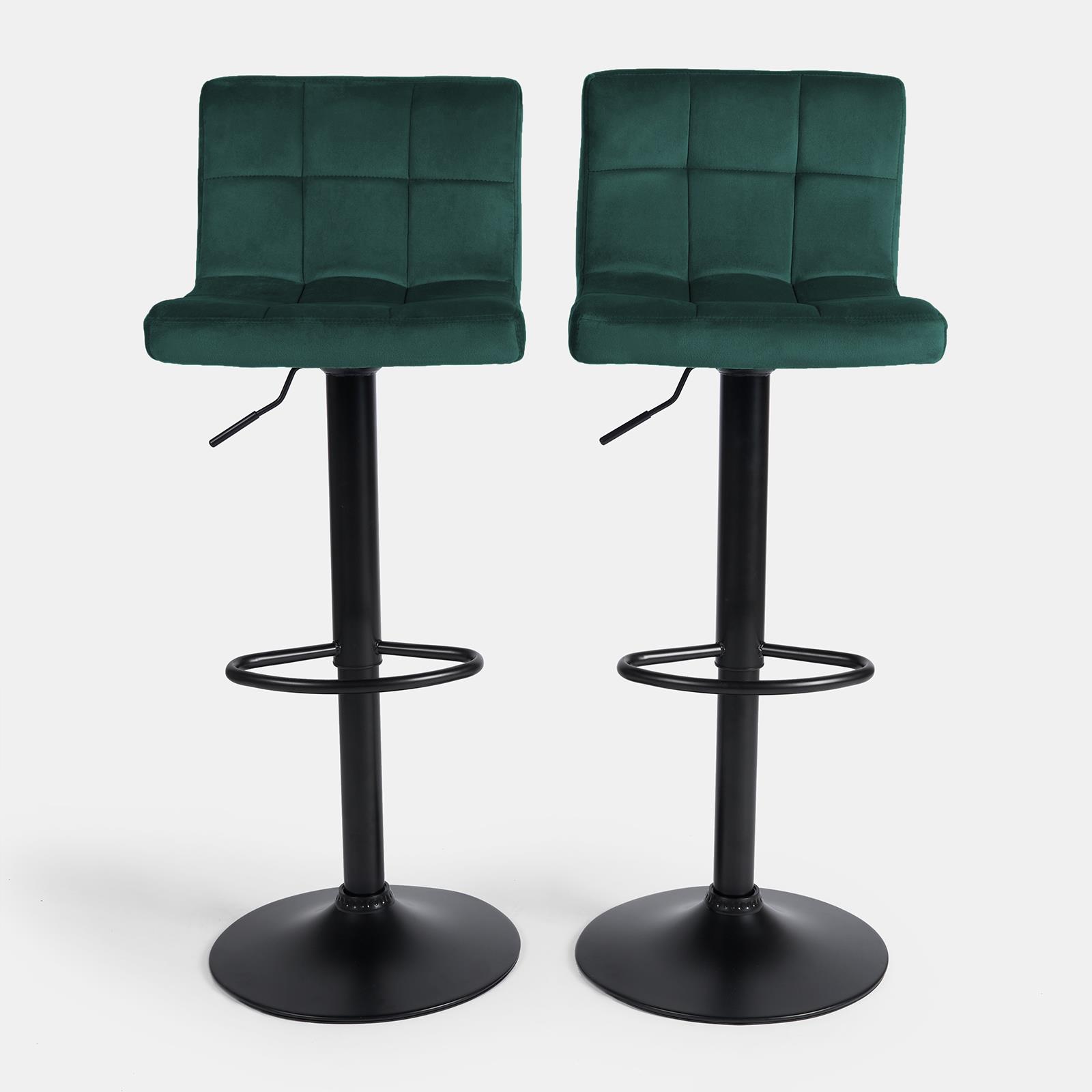 Adjustable Bar Stools x 2 Velvet Swivel Pub Seat Kitchen Breakfast Counter Chair - Picture 44 of 47