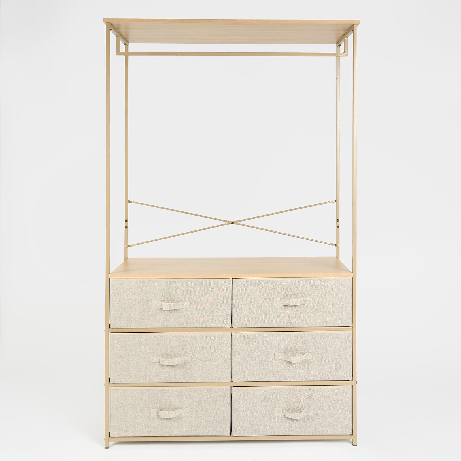Cabinet Rail Wardrobe Open Home 6 Drawer Coat Hanger Storage Clothes Organiser