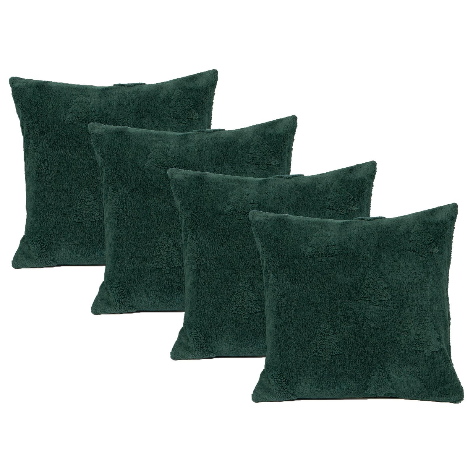 Winter Tree Cushion Covers 2/4 Sherpa Fleece Filled Plump Pads Christmas Home
