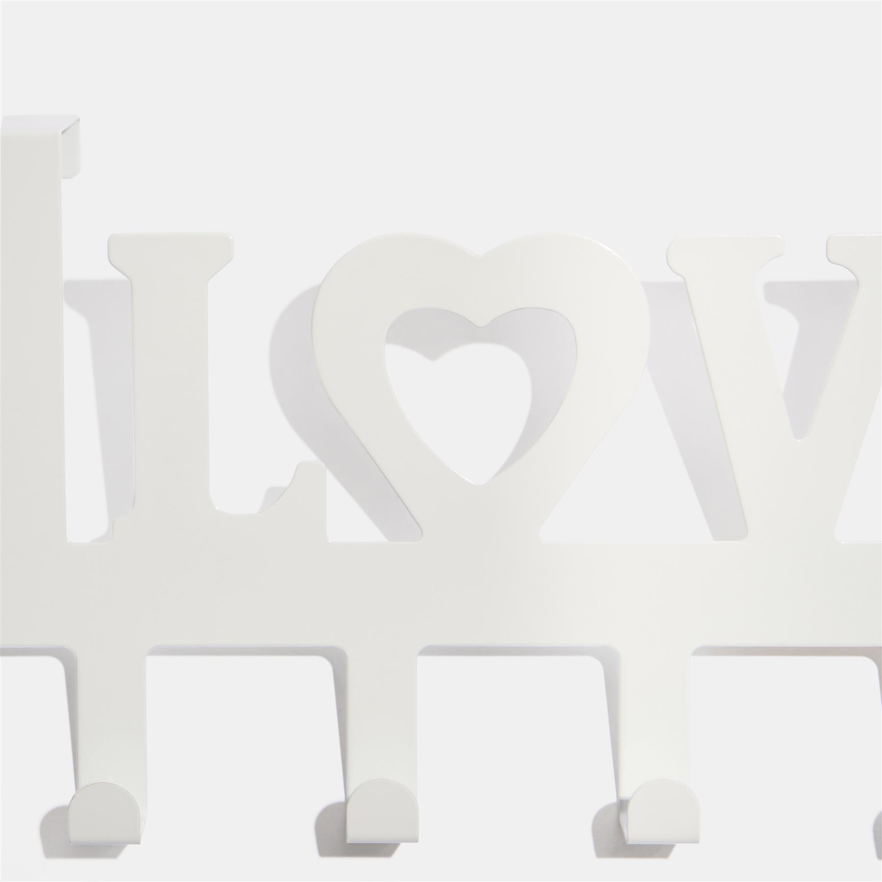 Over Door 5 Hook Clothes Coat Hanger Love Organiser Space Saving Home Decor Rail
