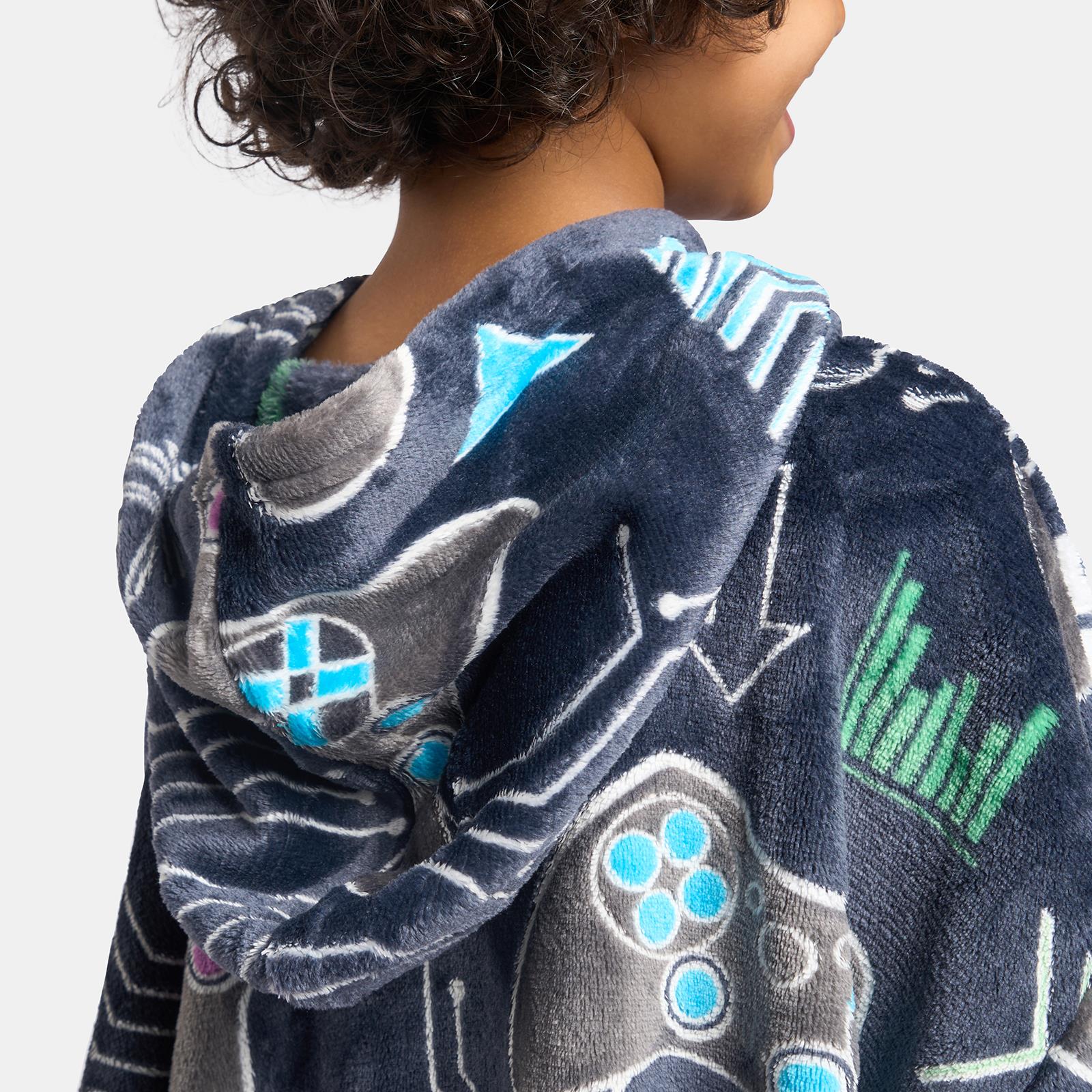OHS Kids Print Hoodie Blanket Glow in the Dark Flannel Fleece Wearable Throw