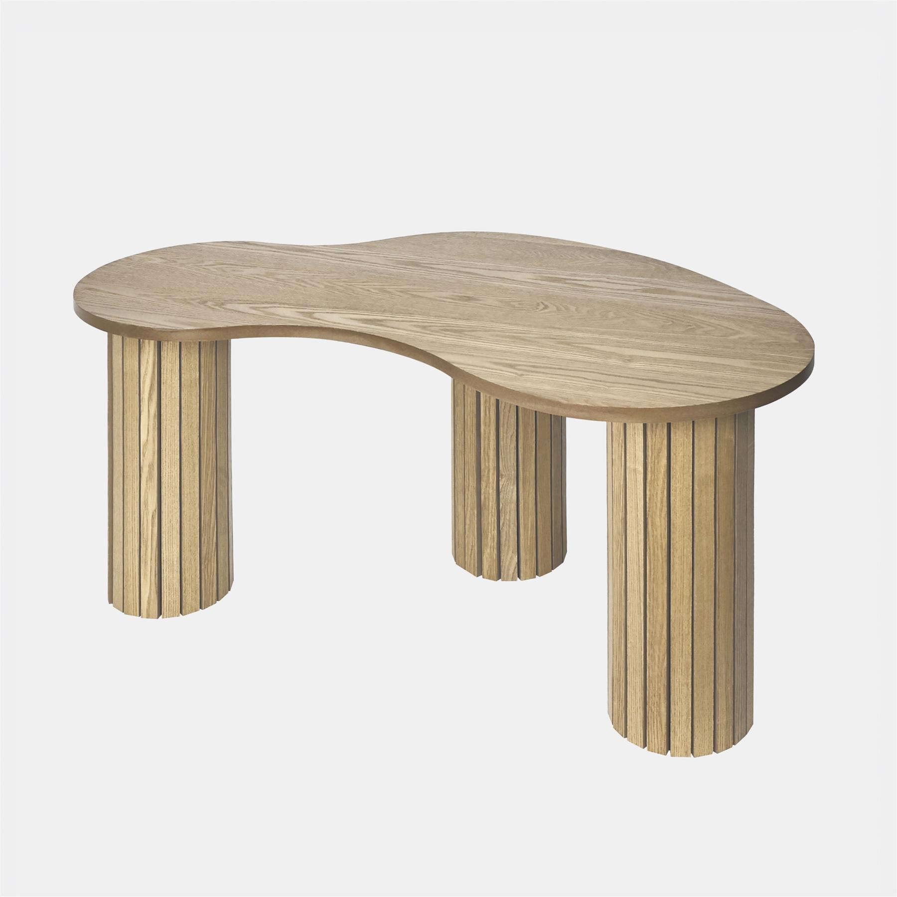 OHS Madison Coffee Table Ribbed MDF Irregular Living Room Home Decor