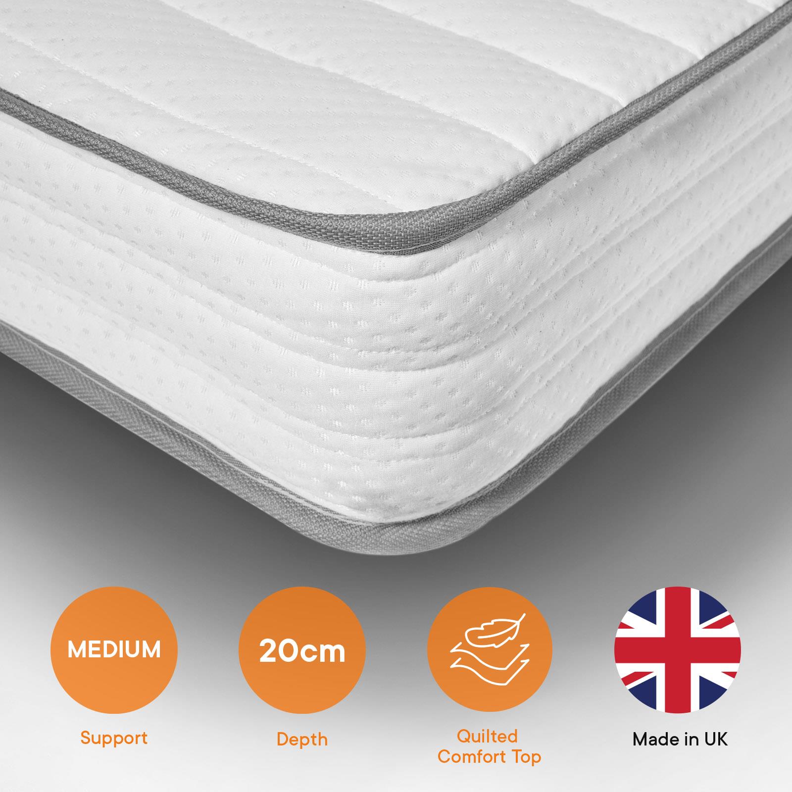 OHS Memory Foam Mattress Sprung Extra Comfort Deep Bed 3FT 4FT Double King
