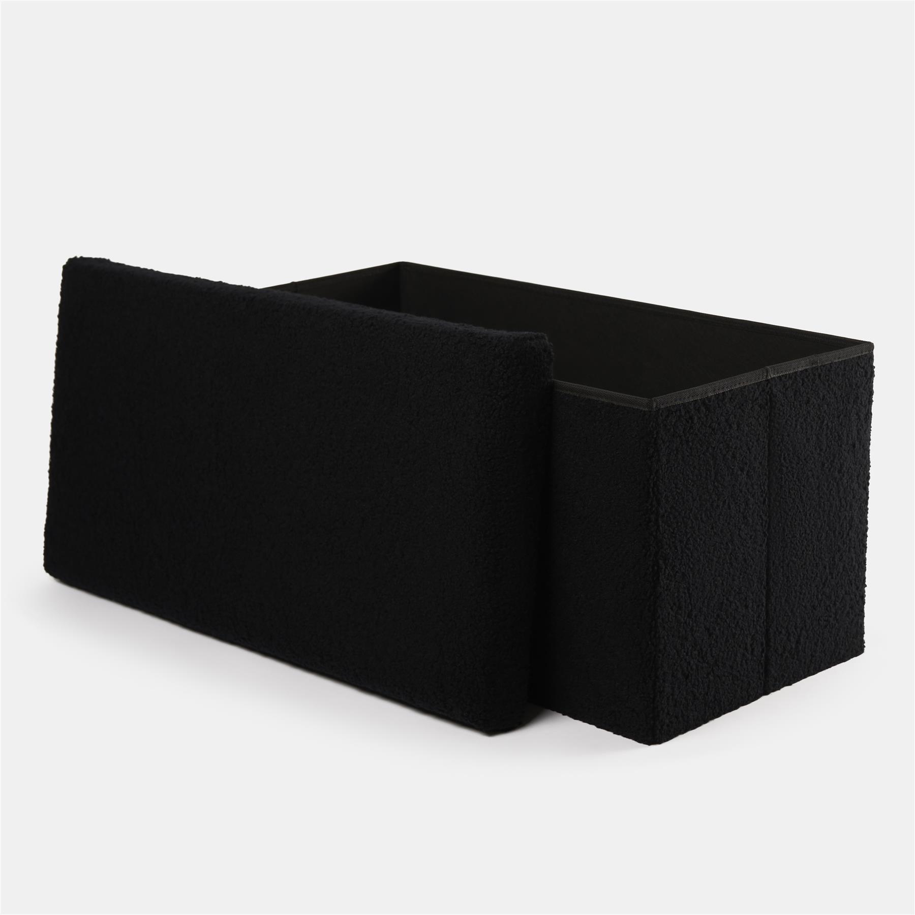 Ottoman Storage Box Folding Footstool Space Saving Boucle Teddy Fleece Seat Tub - Picture 7 of 34