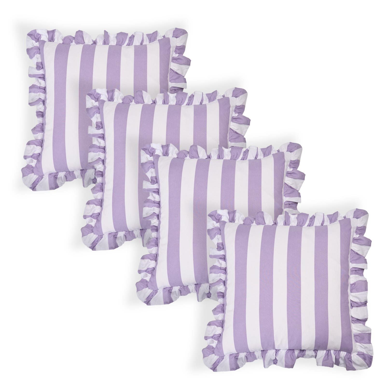 OHS Stripe Frill Cushion Covers Microfibre Square Pillowcases Home Decor
