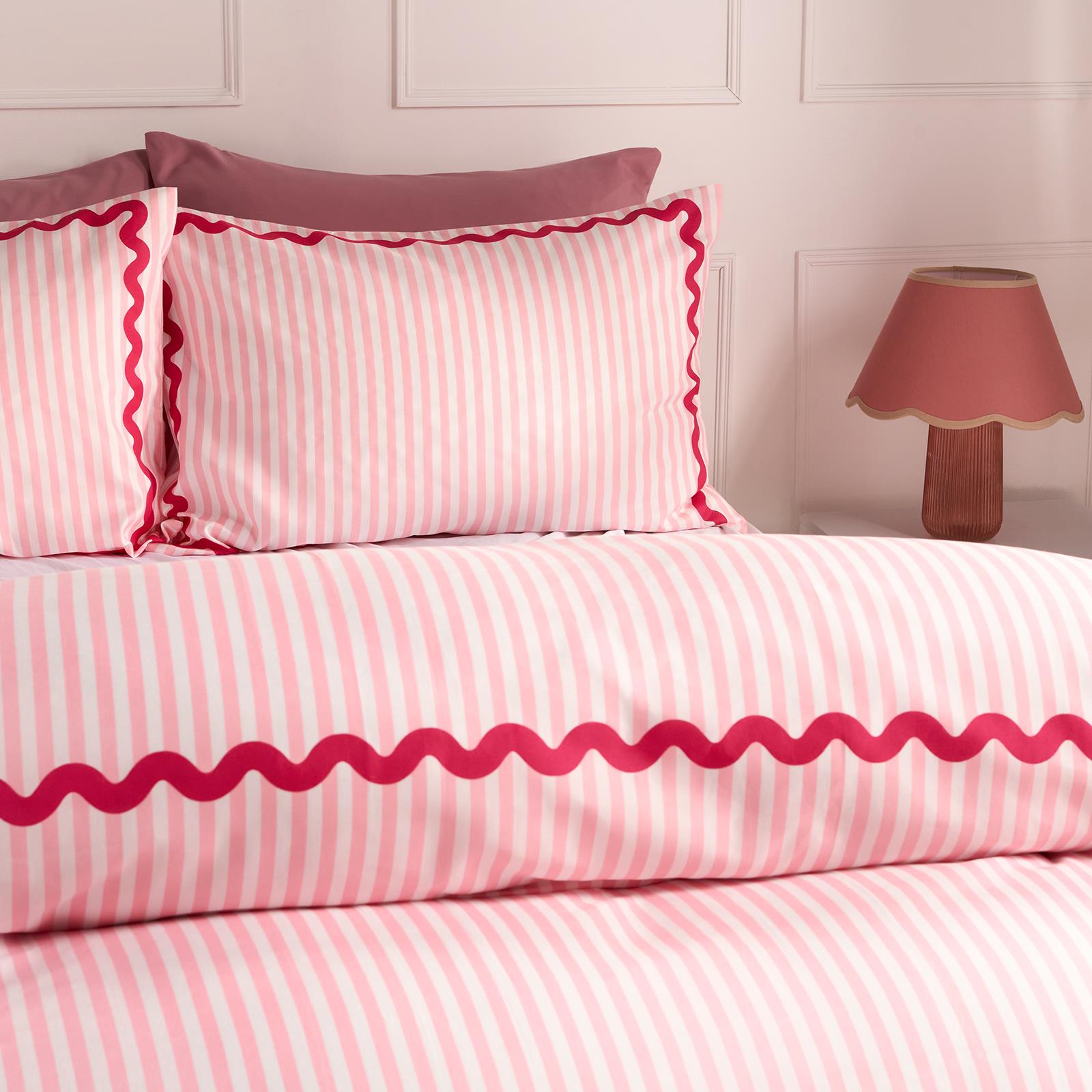 OHS Wave Border Bedding Set Microfibre Print Duvet Cover with Pillowcase