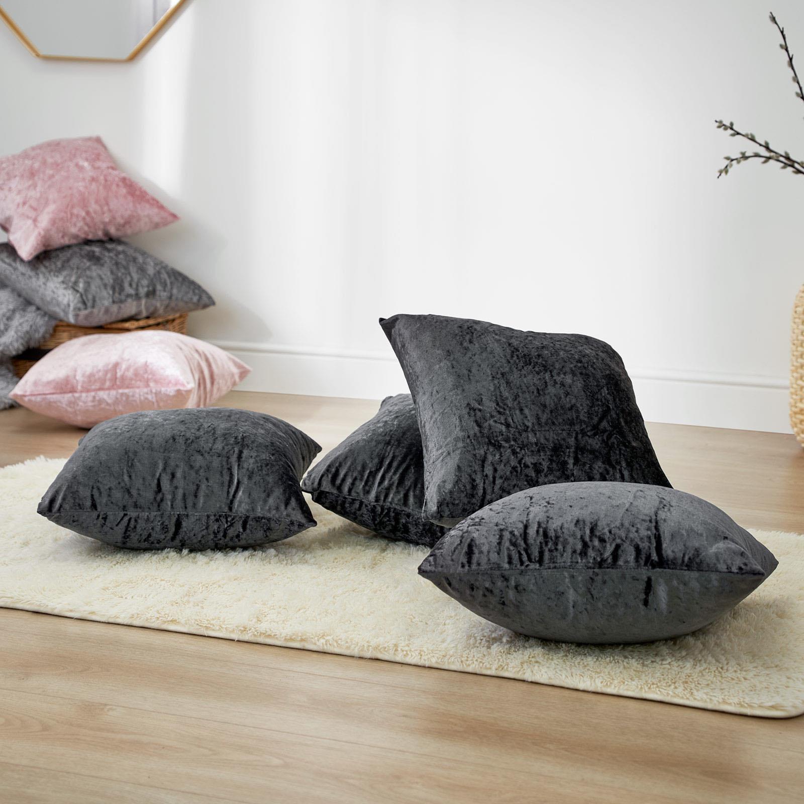 Sienna Cushion Covers Crushed Velvet Luxury Pack of Filled Insert Pad, 45 x 45cm