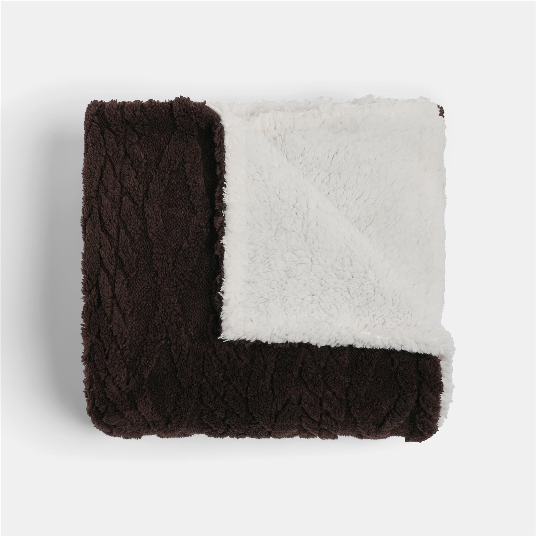OHS Cable Knit Blanket Sherpa Fleece Sofa Plush Soft Warm Throw Over Bed Chair