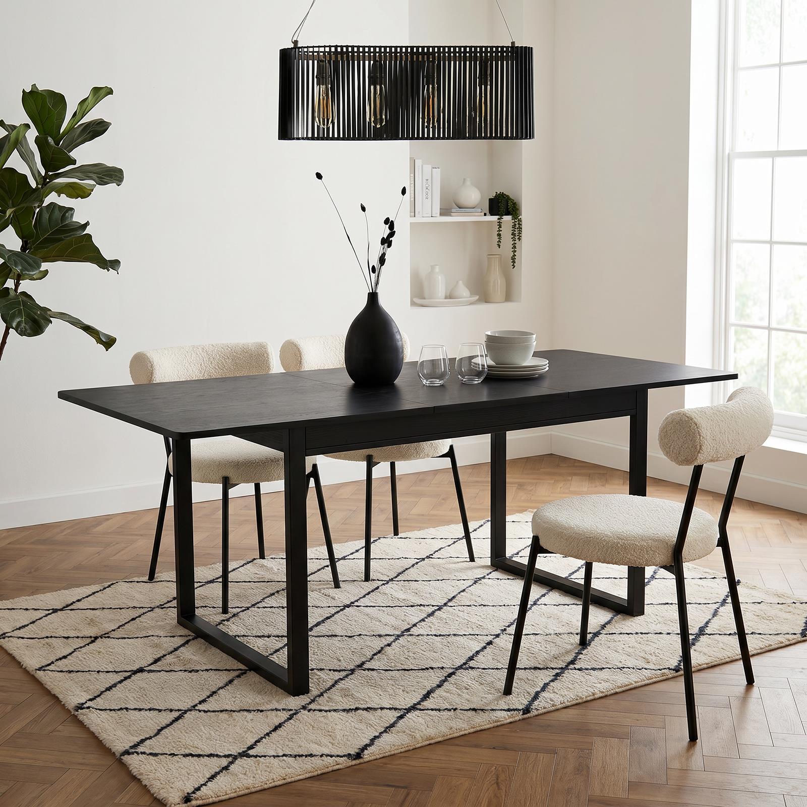 OHS Extendable Dining Table 4-6 Seater Chevron Wood Effect Kitchen Tables
