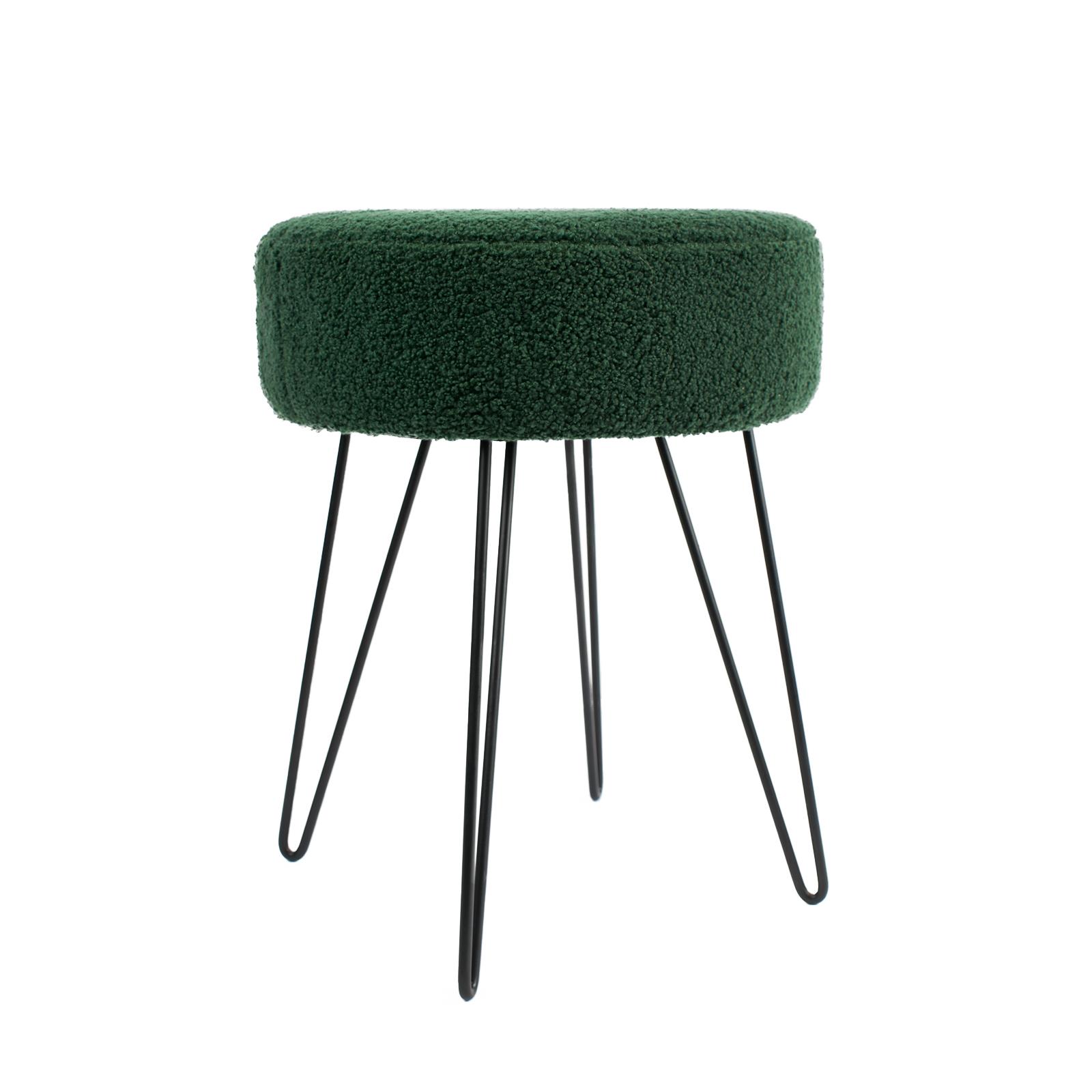 Stool Boucle Fleece Chair Dressing Table Vanity Seat Pouffe Home Spa Foot Rest