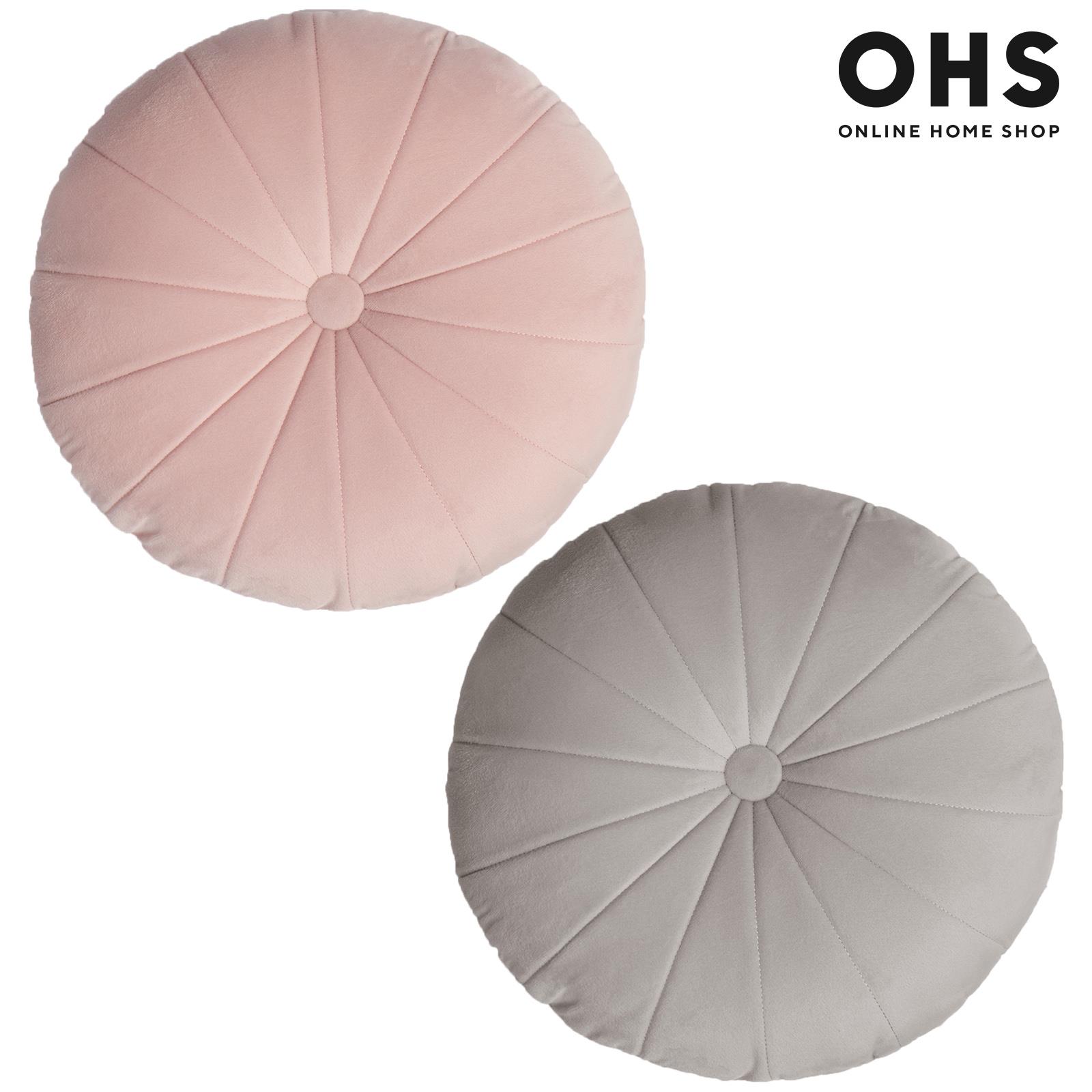 OHS Velvet Filled Cushion Round Bedroom Decor Scatter Chair Sofa Button Pillow