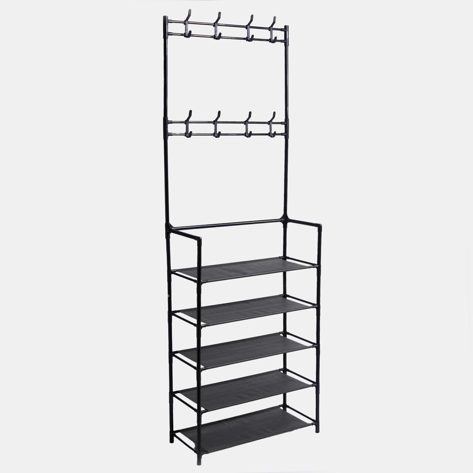 16 Hook Shelving Rack Storage Tier Unit Hallway Home Decor Wire Office Organiser