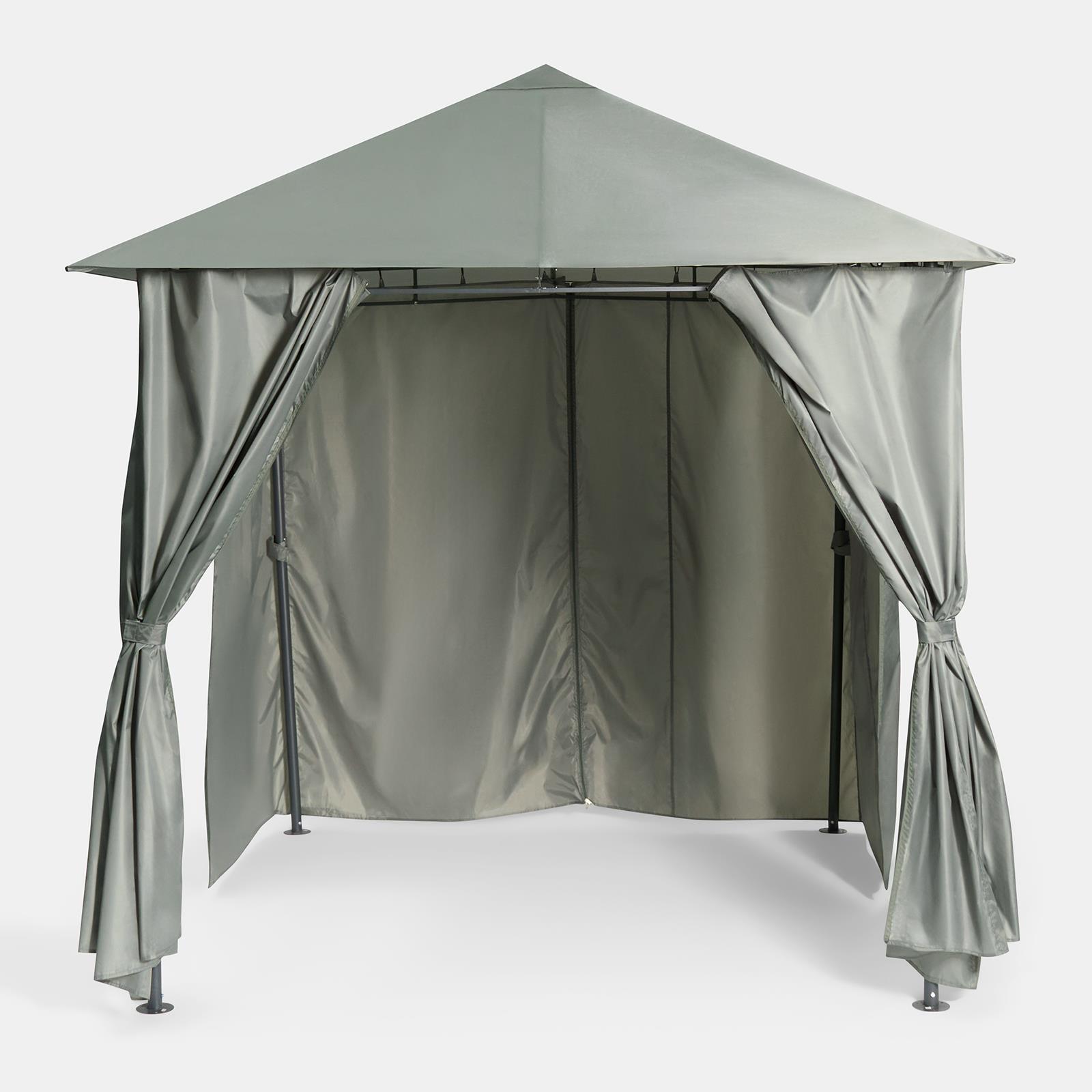 OHS Metal Garden Gazebo with Curtains Outdoor Party Tent Canopy Waterproof