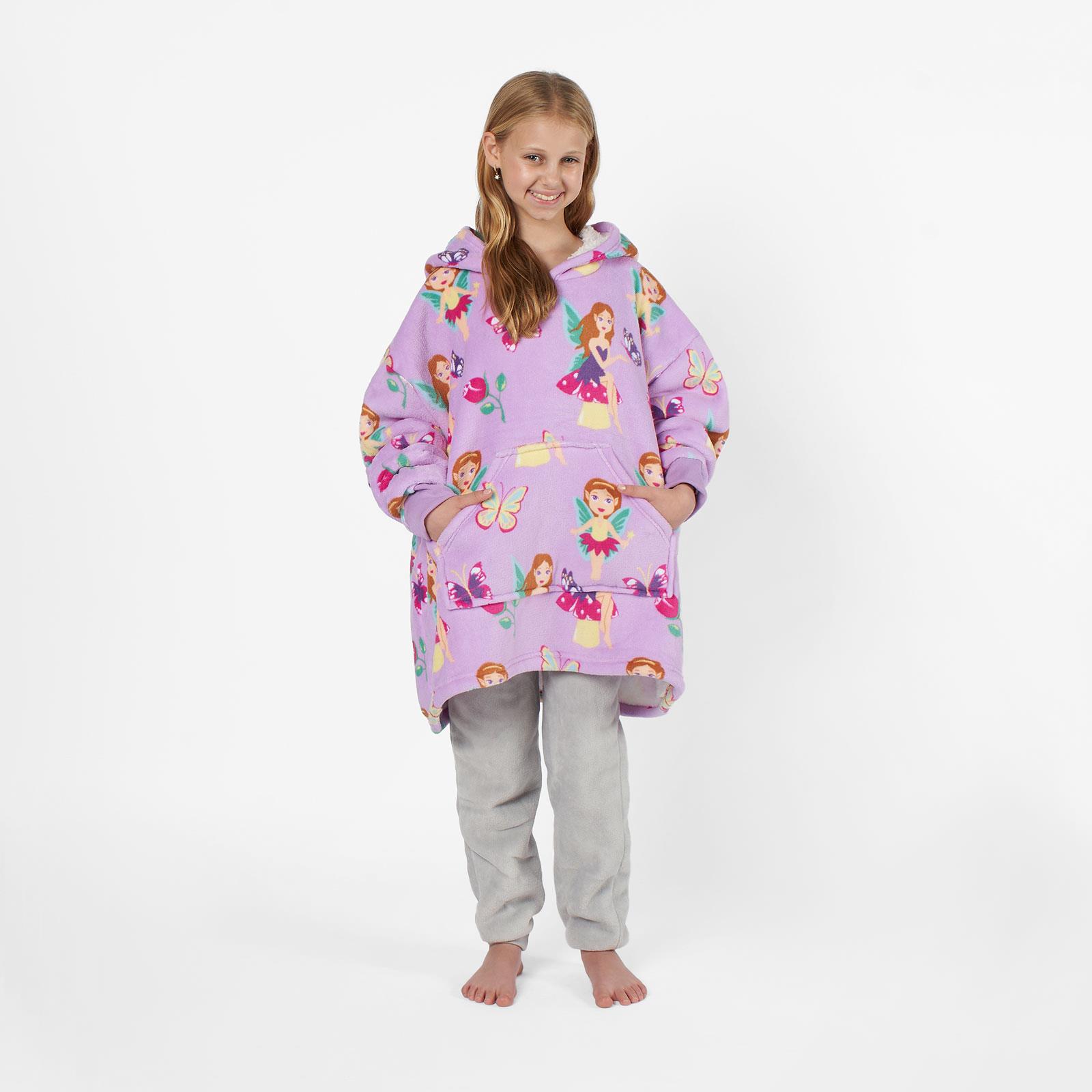 Kids Hoodie Blanket Oversized Sherpa Fleece Jumper Sweatshirt Soft Warm Throw - Picture 51 of 169