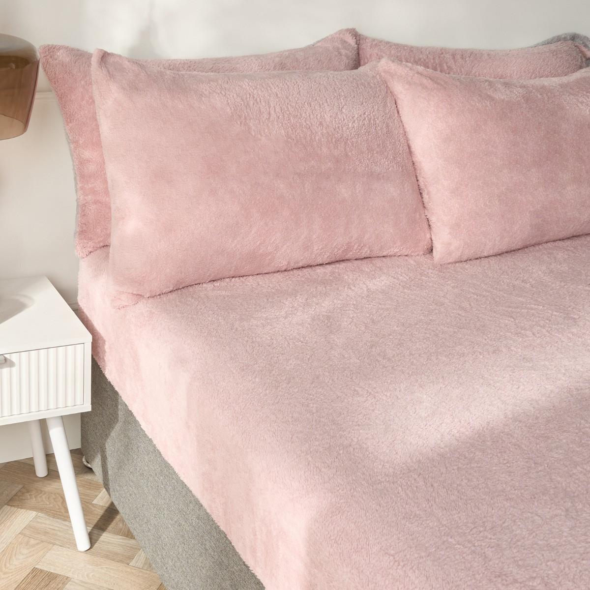 OHS Teddy Fleece Fitted Sheet Thermal Warm Single Double King Bedding NEW