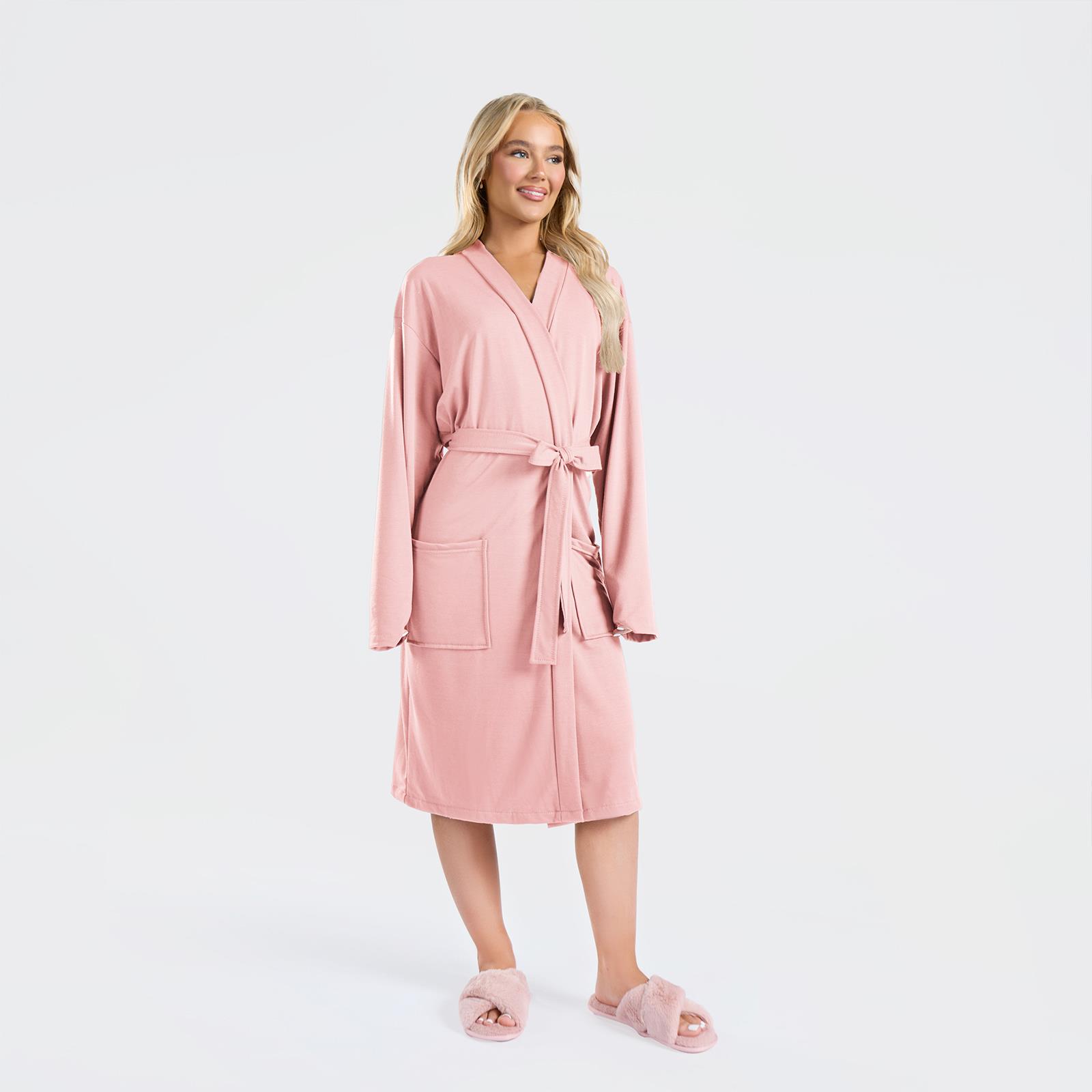 Jersey Dressing Gown Womens Soft Luxury Full-Length Hotel Ladies Robe Nightwear