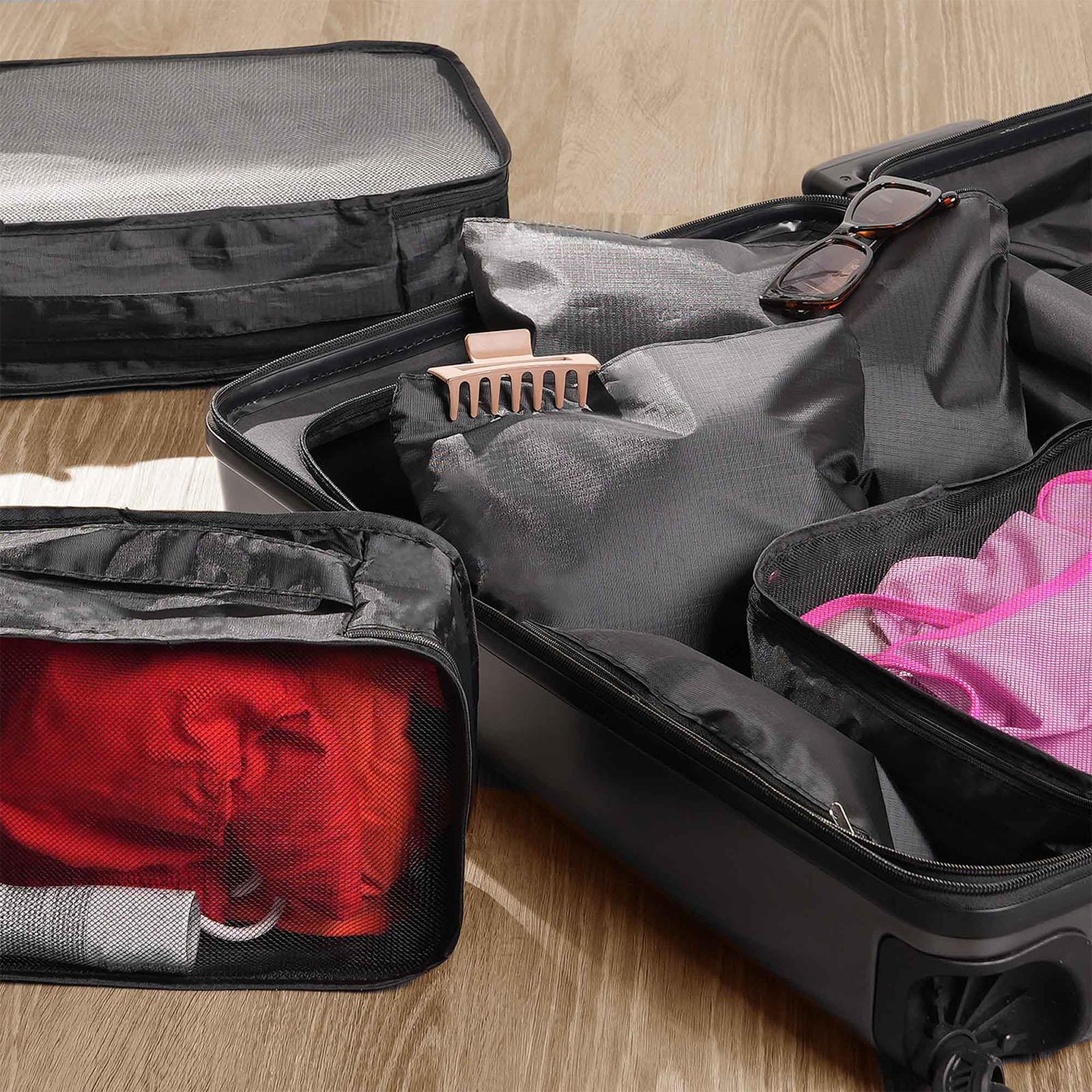 OHS Travel Bag Packing Cube Set Hand Luggage Suitcase Pouch Organiser 10pc Black