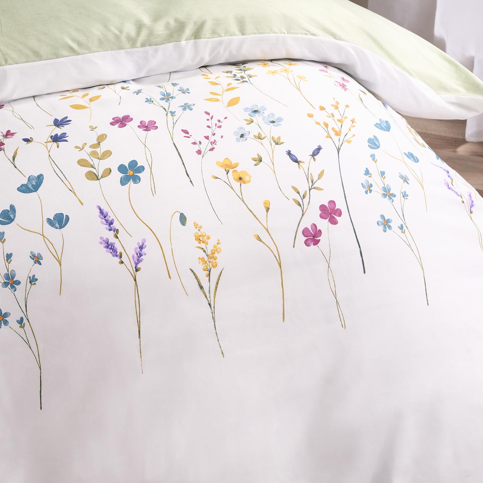 OHS Floral Border Bedding Set Microfibre Duvet Cover with Pillowcase