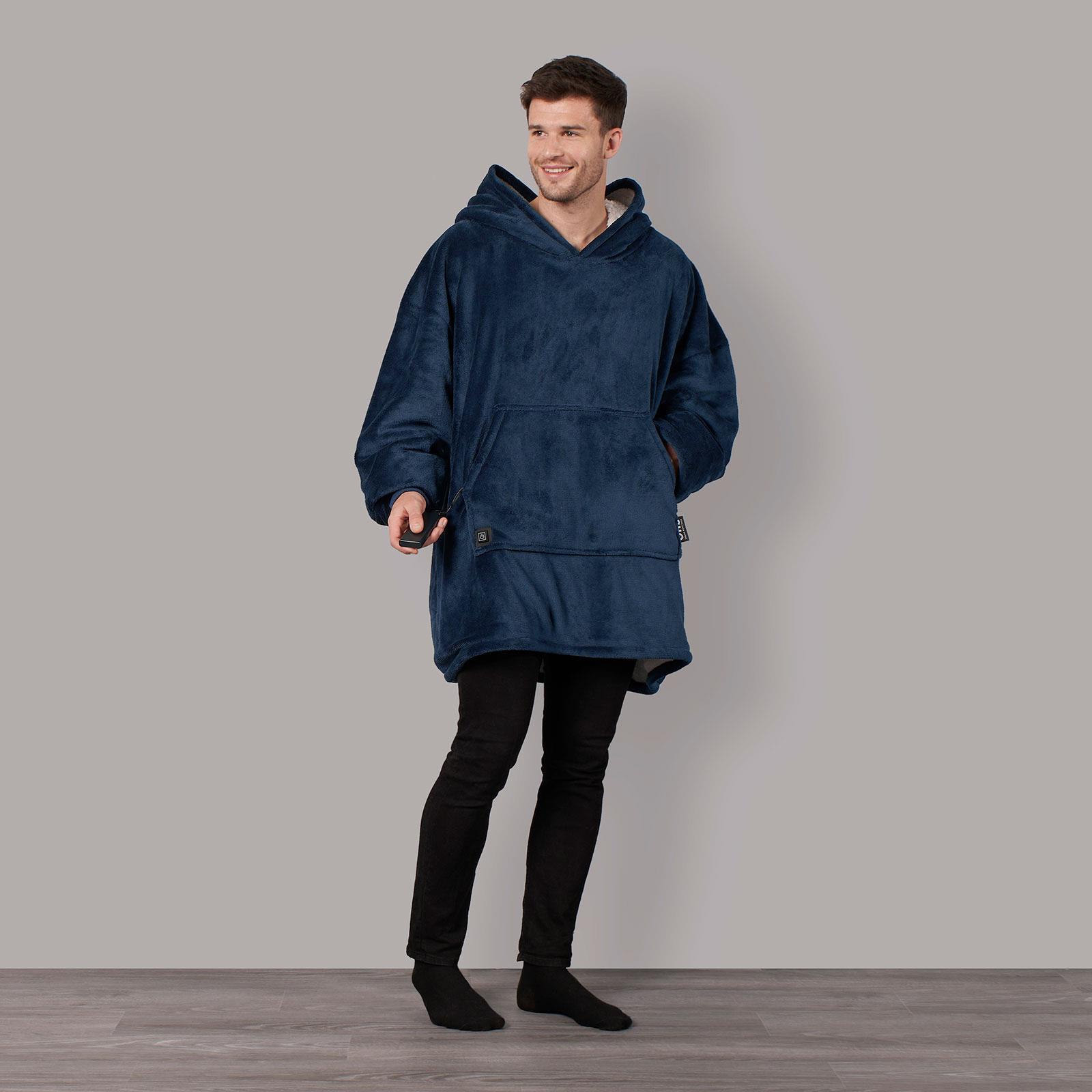 OHS Electric Heated Oversized Hoodie Blanket with Sleeves Wearable Sherpa Giant