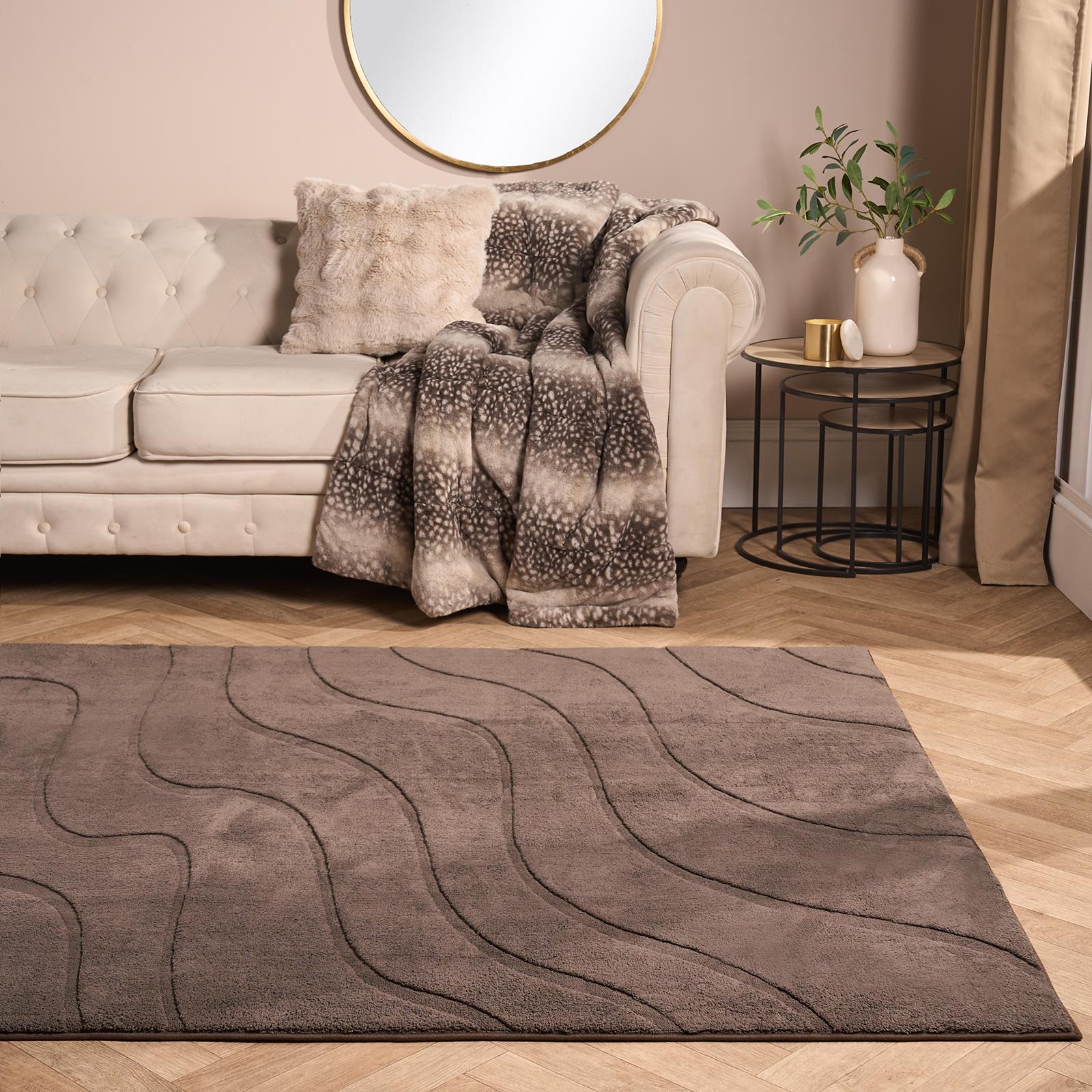 OHS Tufted Contour Rug Non Slip Soft Modern Carpet Living Room Bedroom