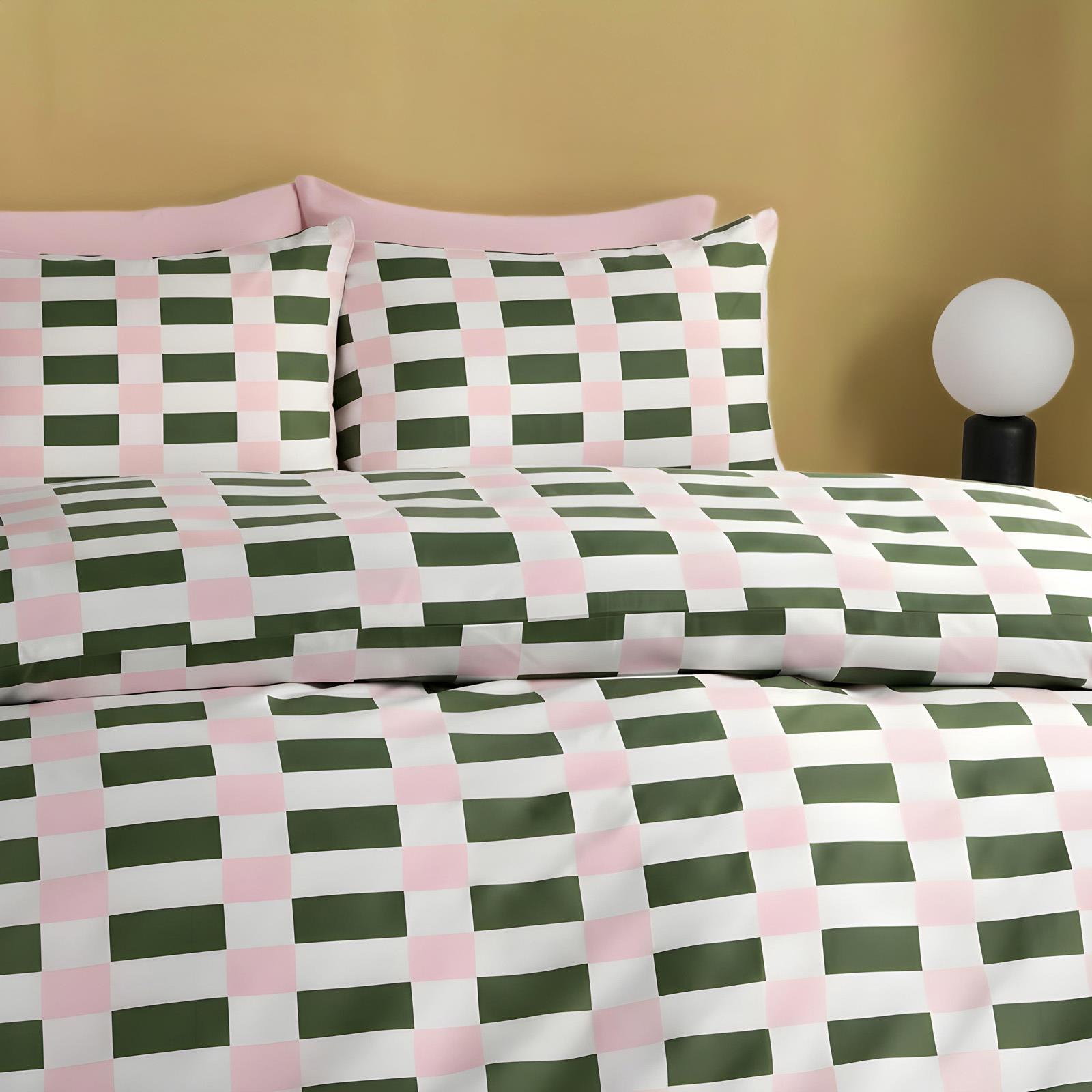 OHS Checkerboard Print Bedding Set Microfibre Duvet Cover with Pillowcase
