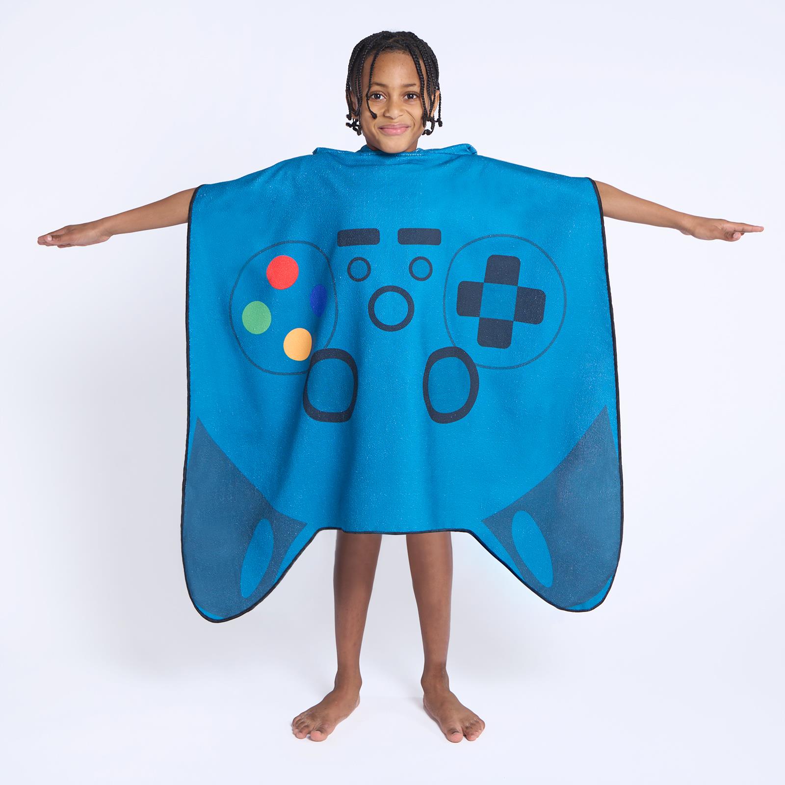 Kids Poncho Beach Towel Hooded Quick Dry Microfibre Holiday Swimming Absorbent - Picture 52 of 139