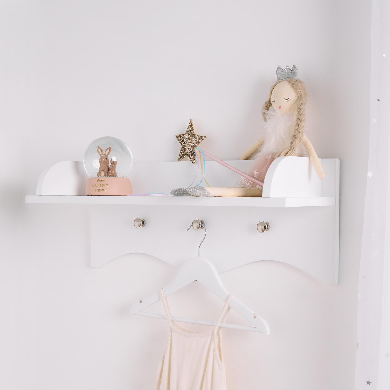 Kids Wall Shelf Hanger Hooks Decorative Organiser Shelving Bedroom Storage Rack