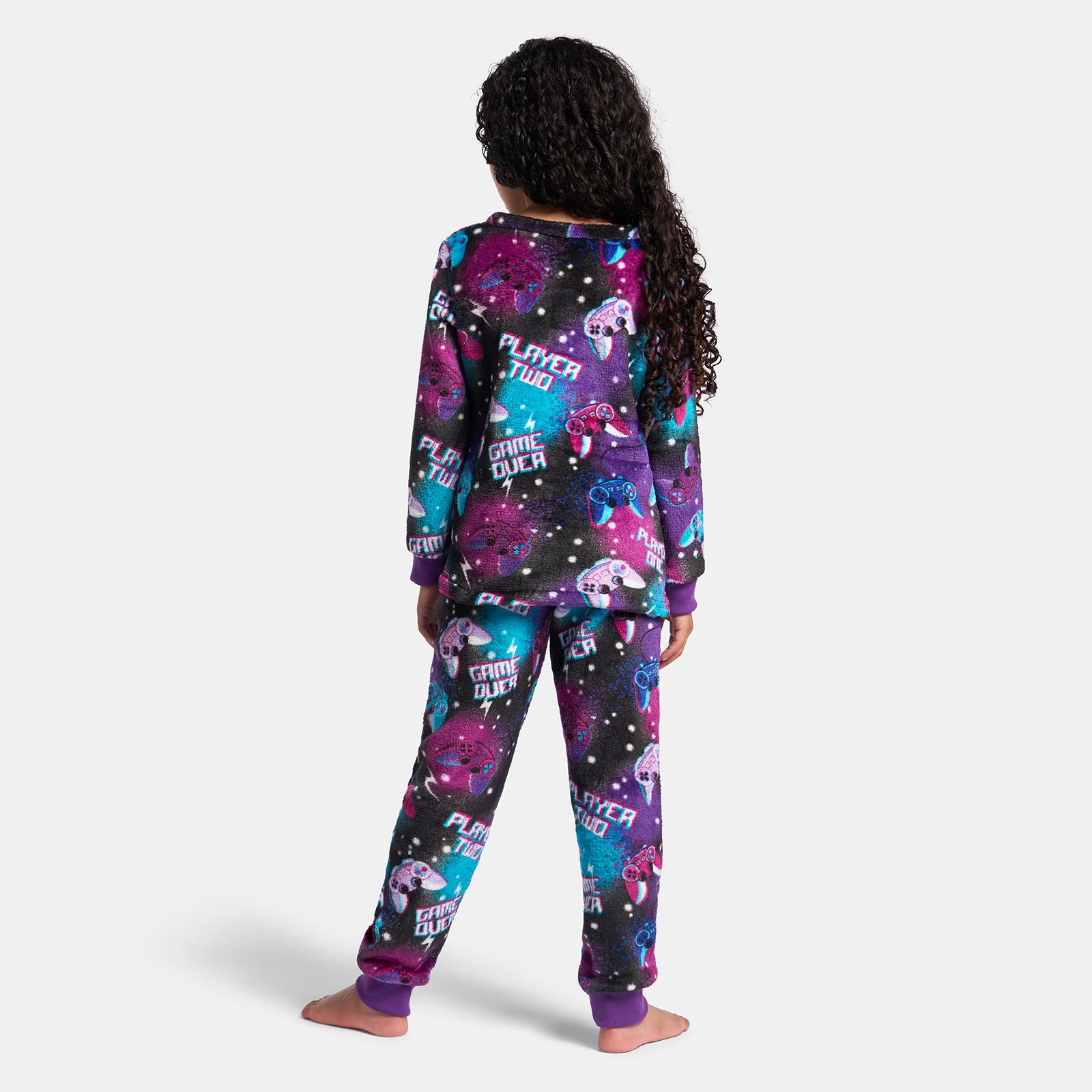 OHS Print Pyjama Set Pull Over Soft Fleece Kids Winter Loungewear Nightwear