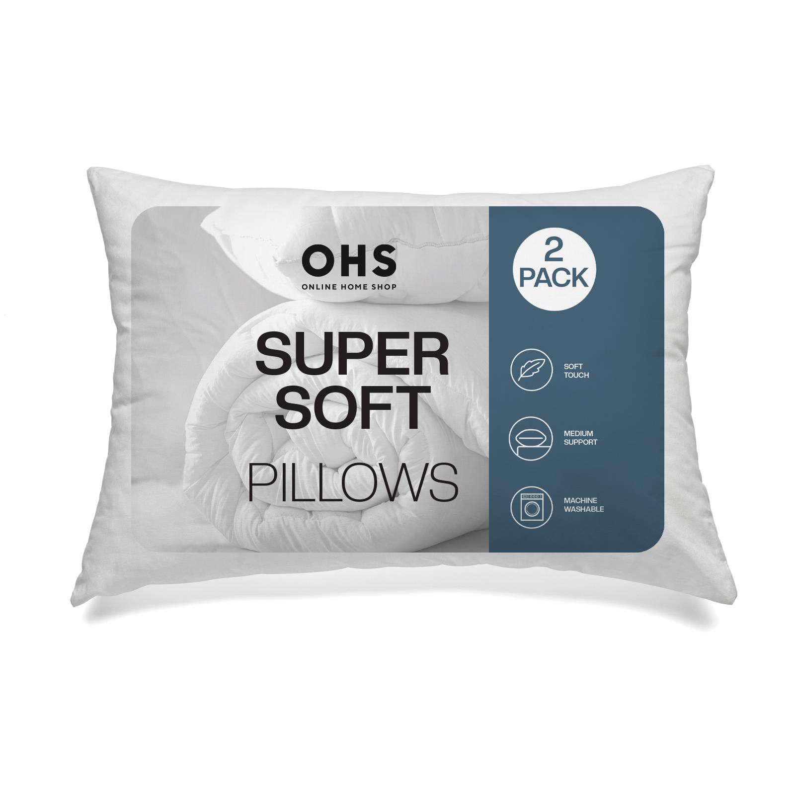 OHS Bounce Back Pillows Soft Touch Medium Support 2/4 Pack Luxury Bed Firm Hotel