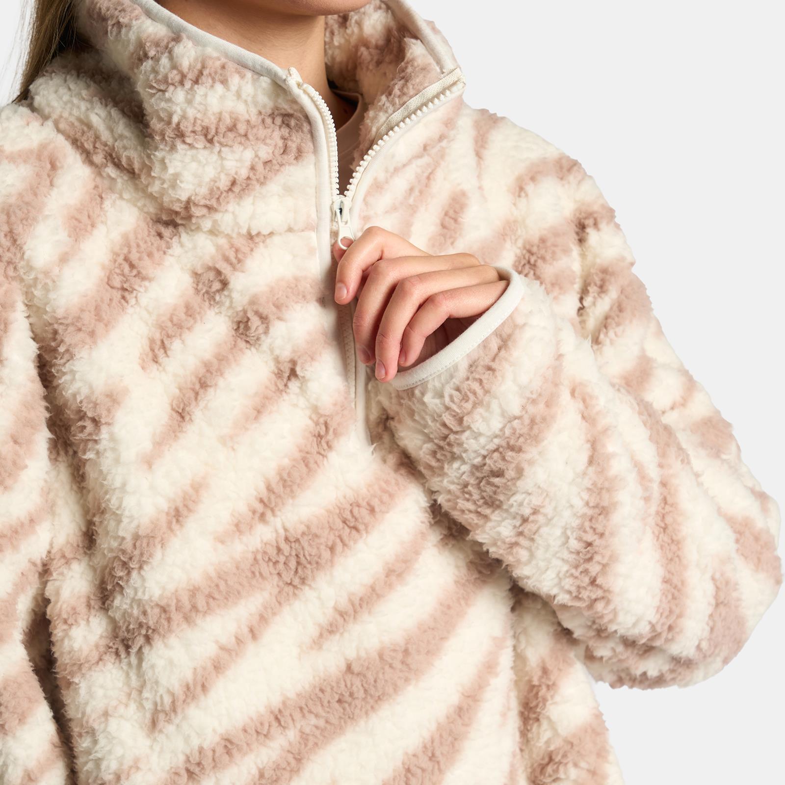 OHS Zebra Half Zip Hoodie Teddy Fleece Winter Thermal Jumper Pullover