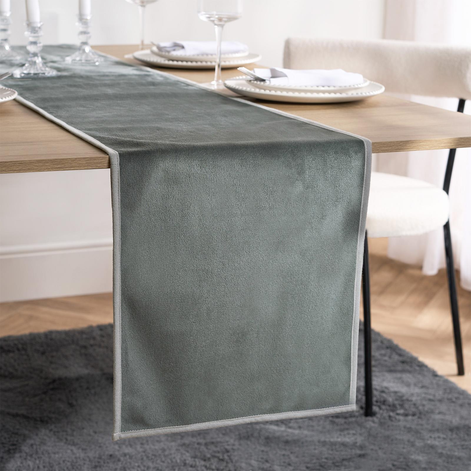 OHS Piped Trim Table Mats Runner Set Matte Velvet Placemats Home Decor