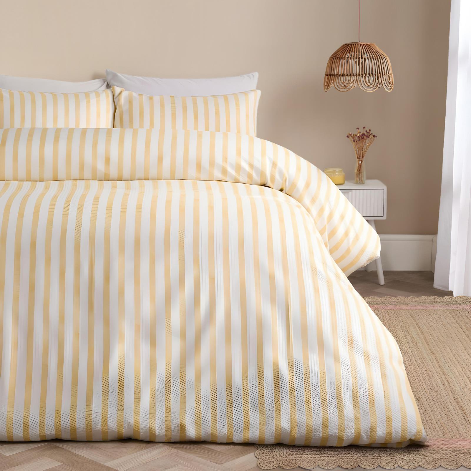 OHS Watercolour Embossed Bedding Set Stripe Duvet Cover with Pillowcase
