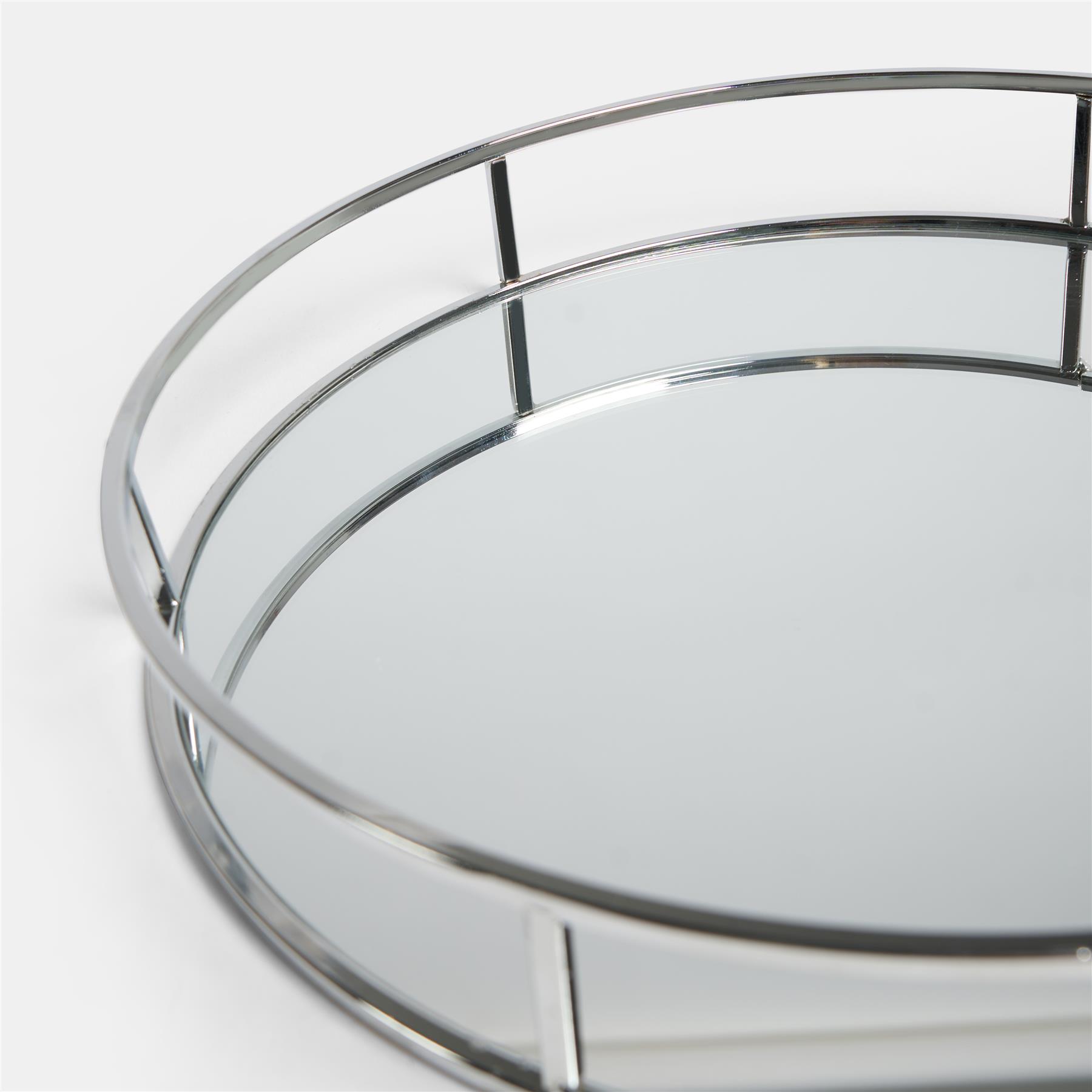 OHS Mirrored Serving Tray with Metal Frame Tealight Holder Vanity Display Plate