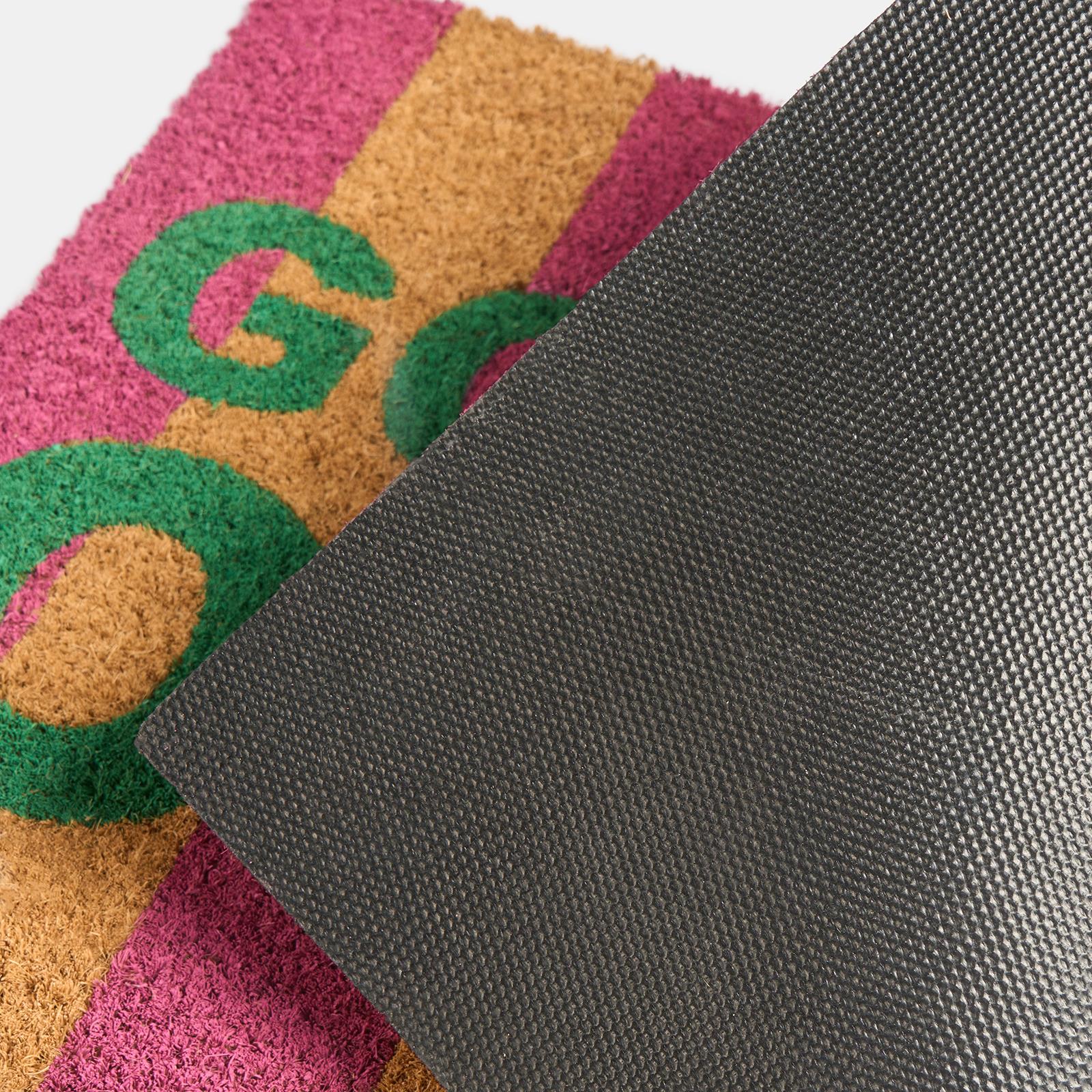 OHS Striped Doormat Hello Goodbye Slogan Non Slip Indoor Outdoor Coir Door Rug