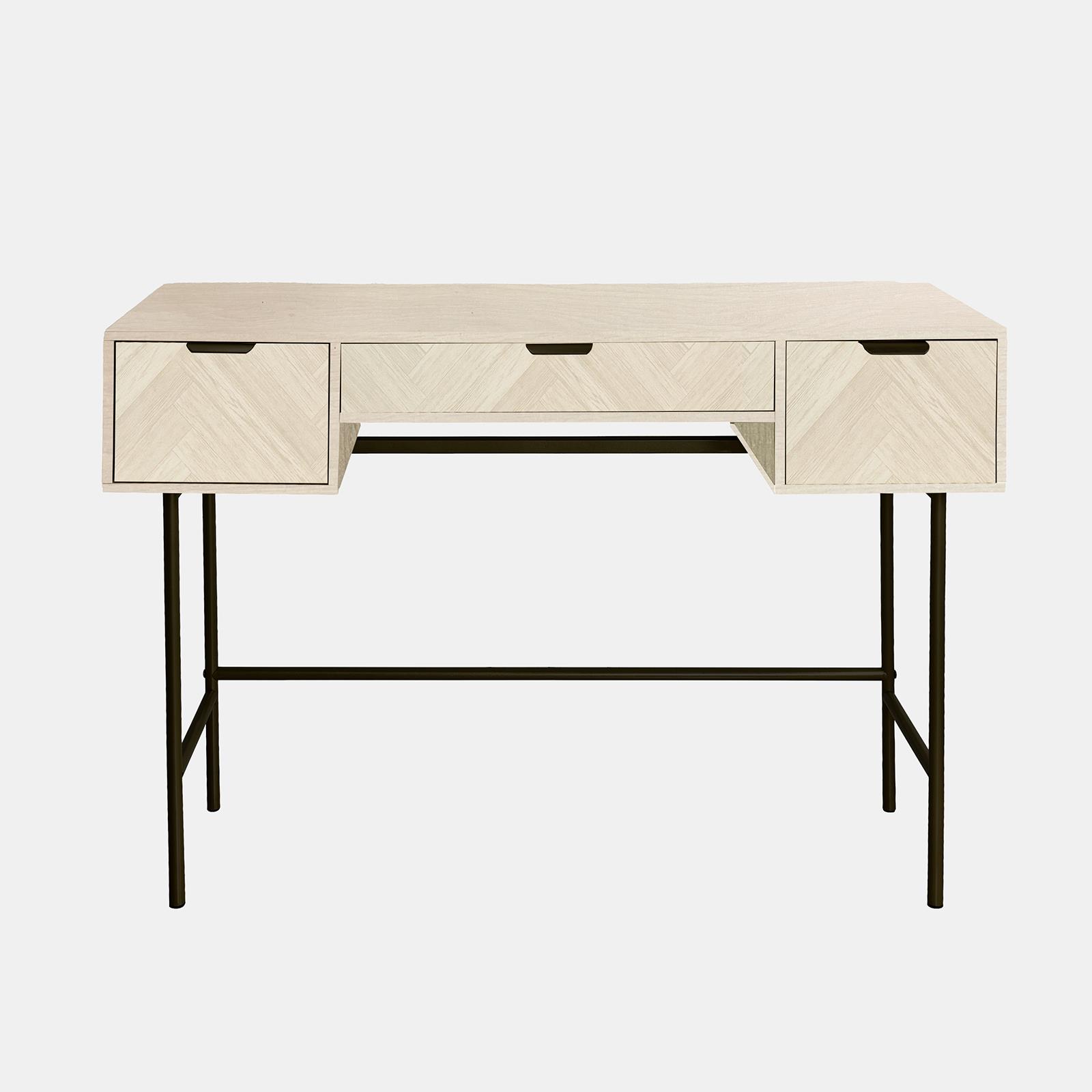 OHS Chevron Dressing Table Engineered Wood Makeup Vanity Desk with 3 Drawers