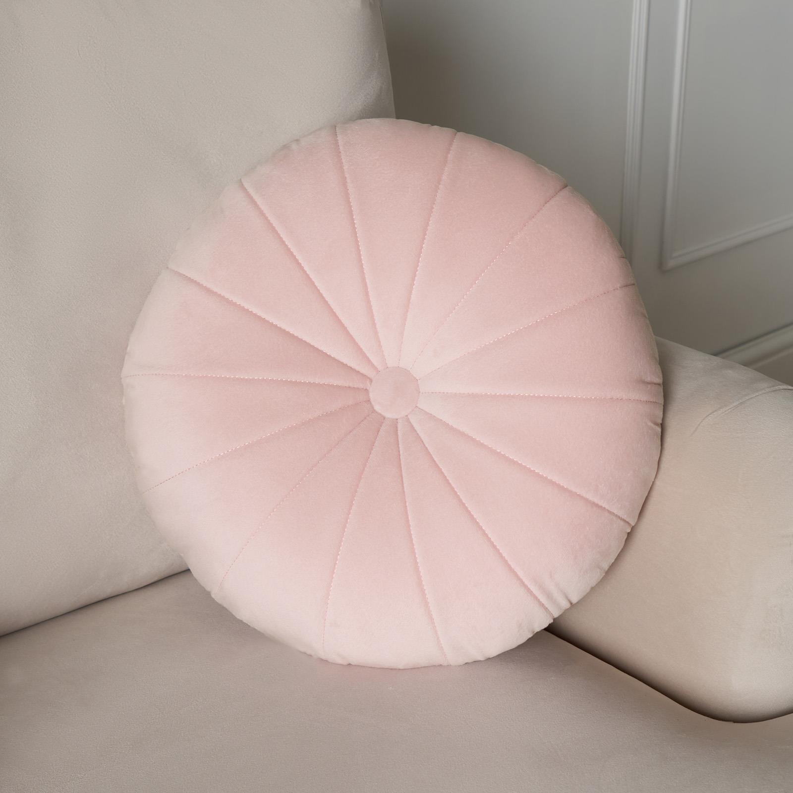 OHS Velvet Filled Cushion Round Bedroom Decor Scatter Chair Sofa Button Pillow