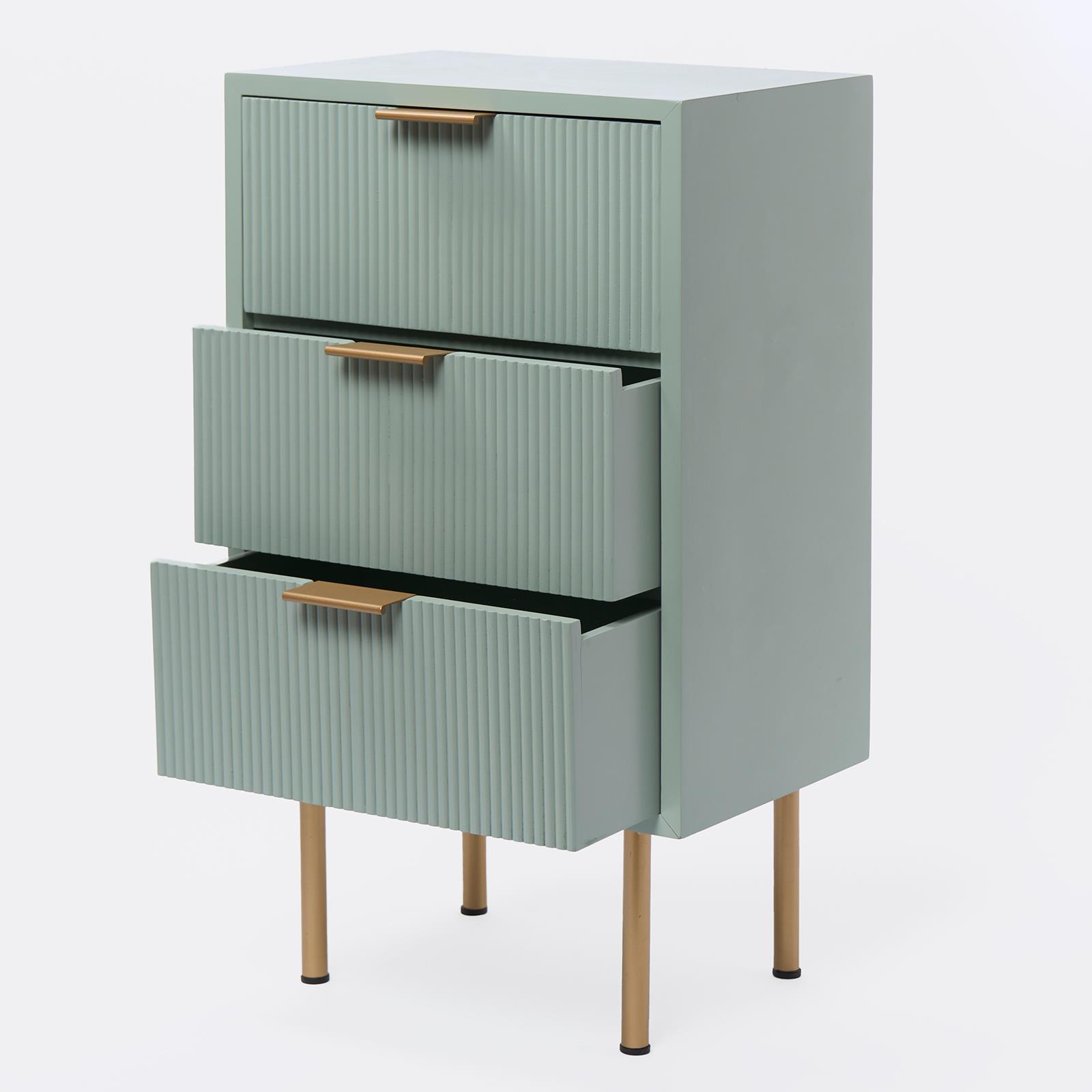 Ribbed Bedside Table Modern Bedroom 3/4 Draw Office Nightstand Living Room Unit - Picture 41 of 71