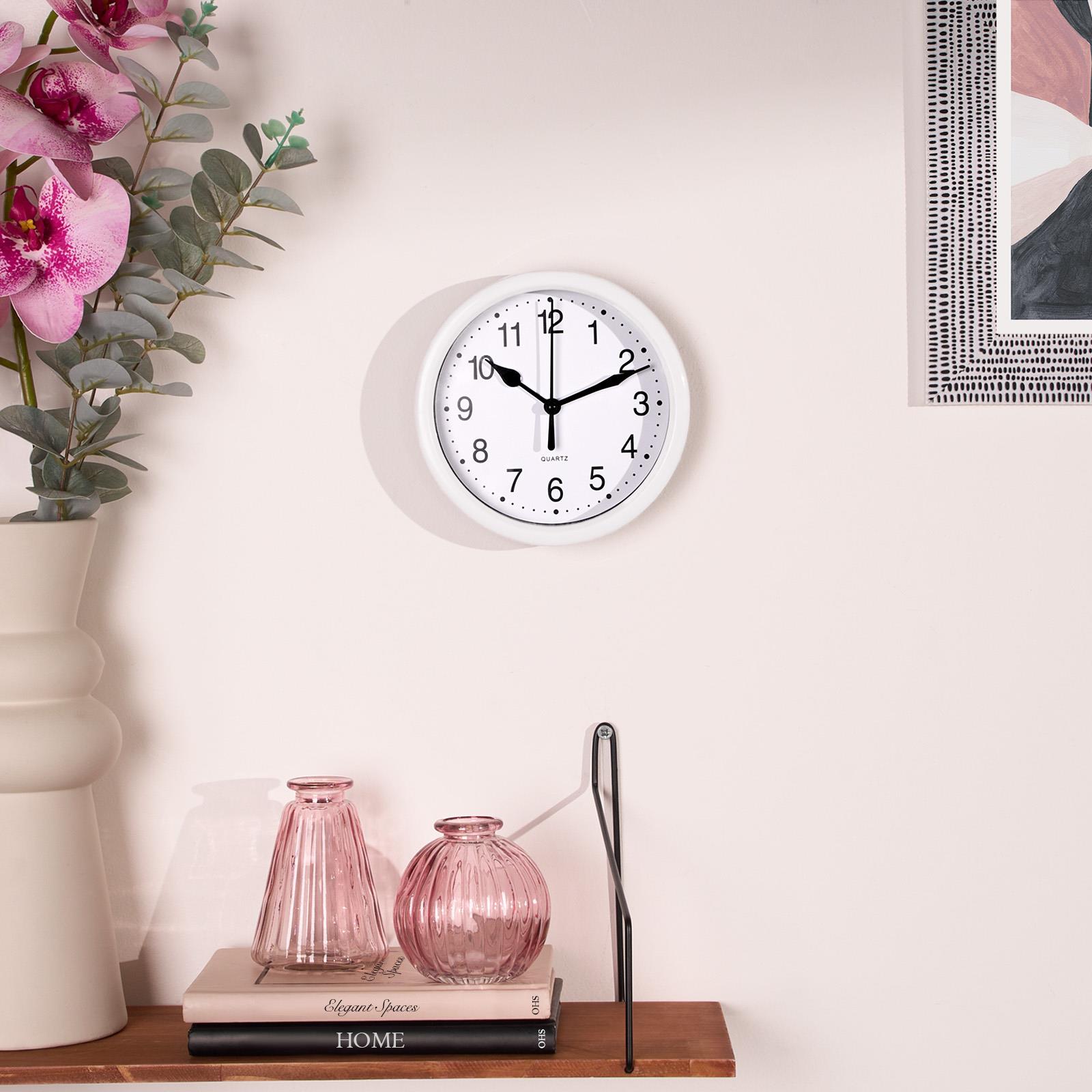 OHS Wall Clock Round Analogue Vintage Home Decor Small Bedroom Kitchen Uni - Picture 57 of 65