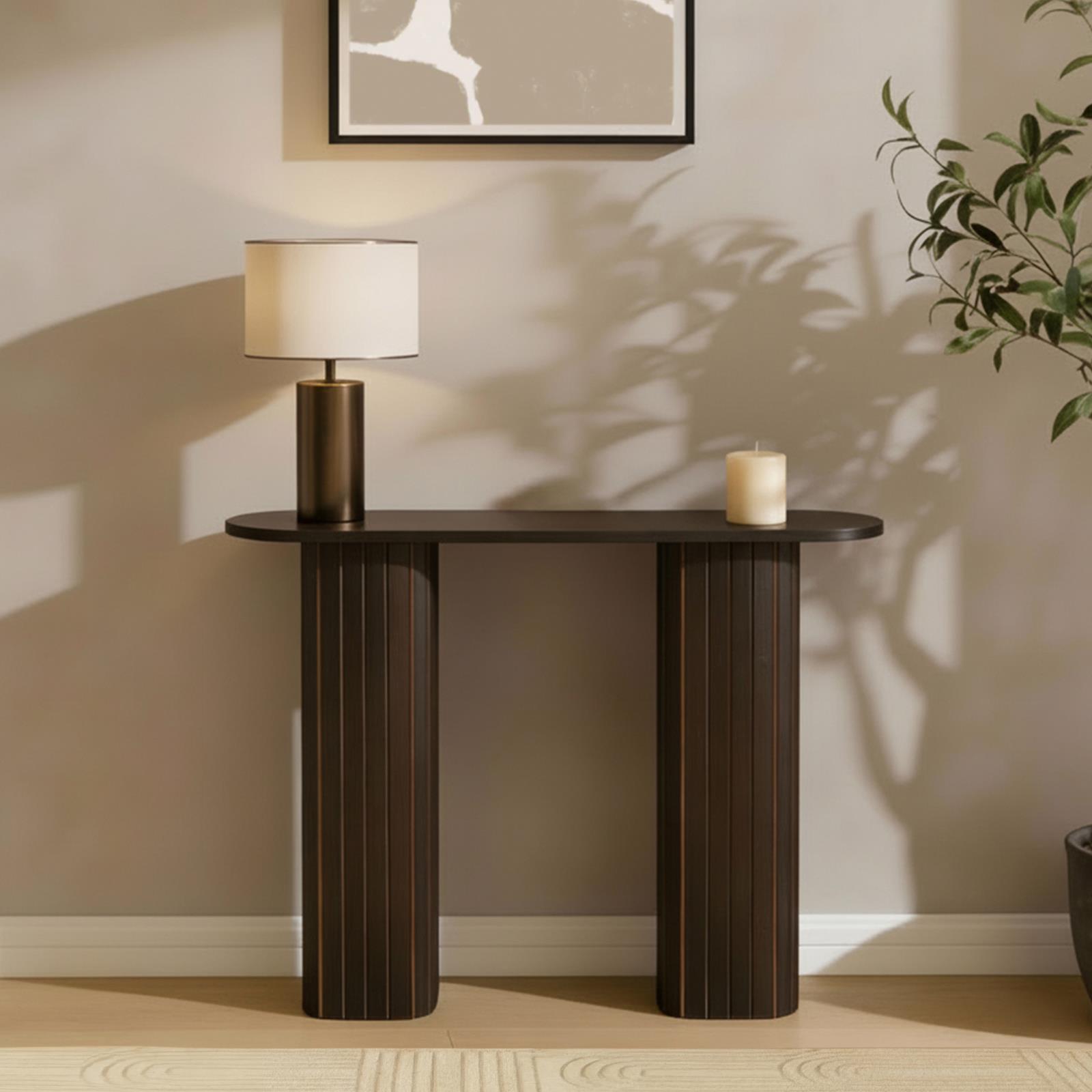 OHS Madison Console Table Ribbed Engineered Wood Entryway Display Unit Decor