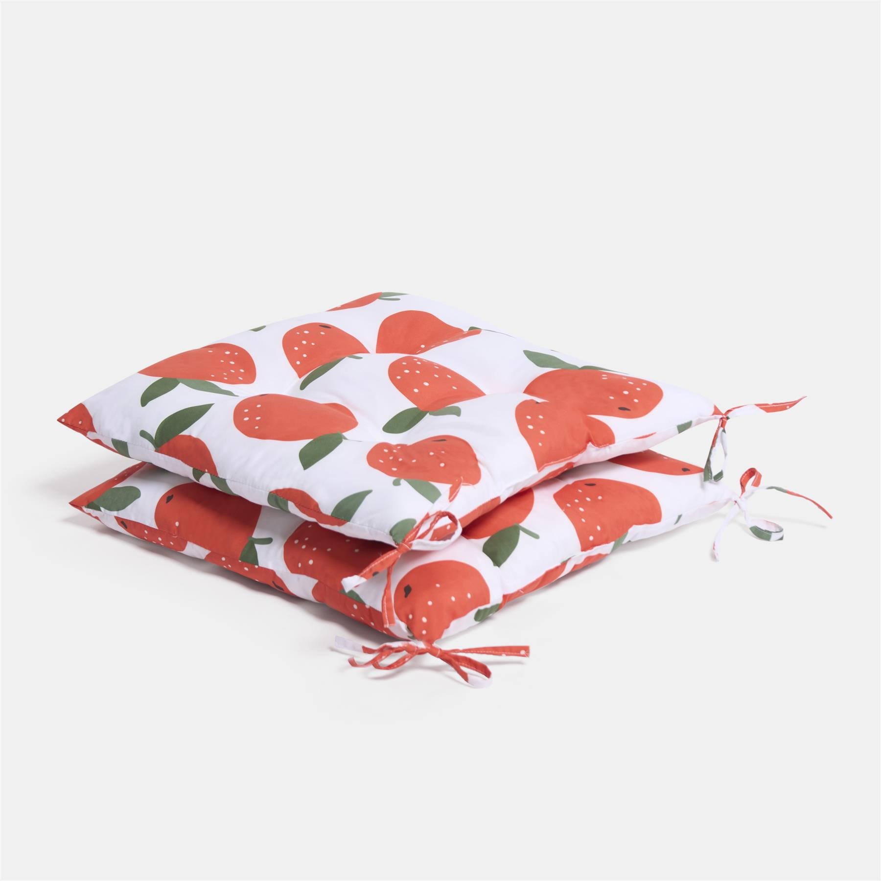 OHS Seat Pads 2 Water Resistant Outdoor Cushions Garden Chair Covers Ties