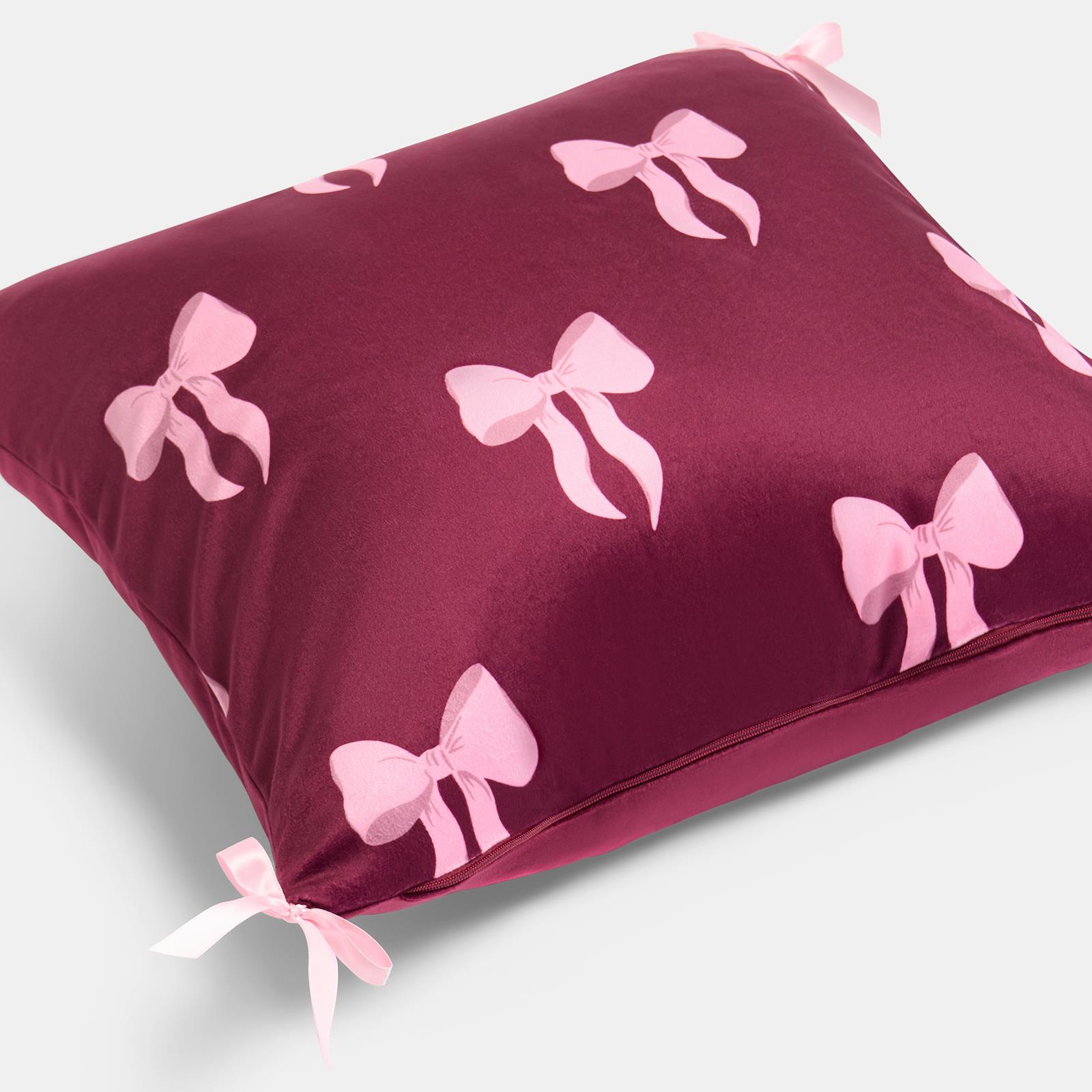 OHS Bows Cushion Covers Matte Velvet Living Room Square Pillowcases Home Decor