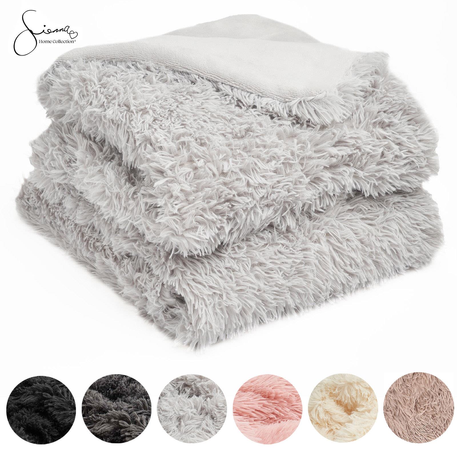 Sienna Fluffy Shaggy Blanket Large Throw Over Sofa Bed Cosy Fleece - 150 x 200cm