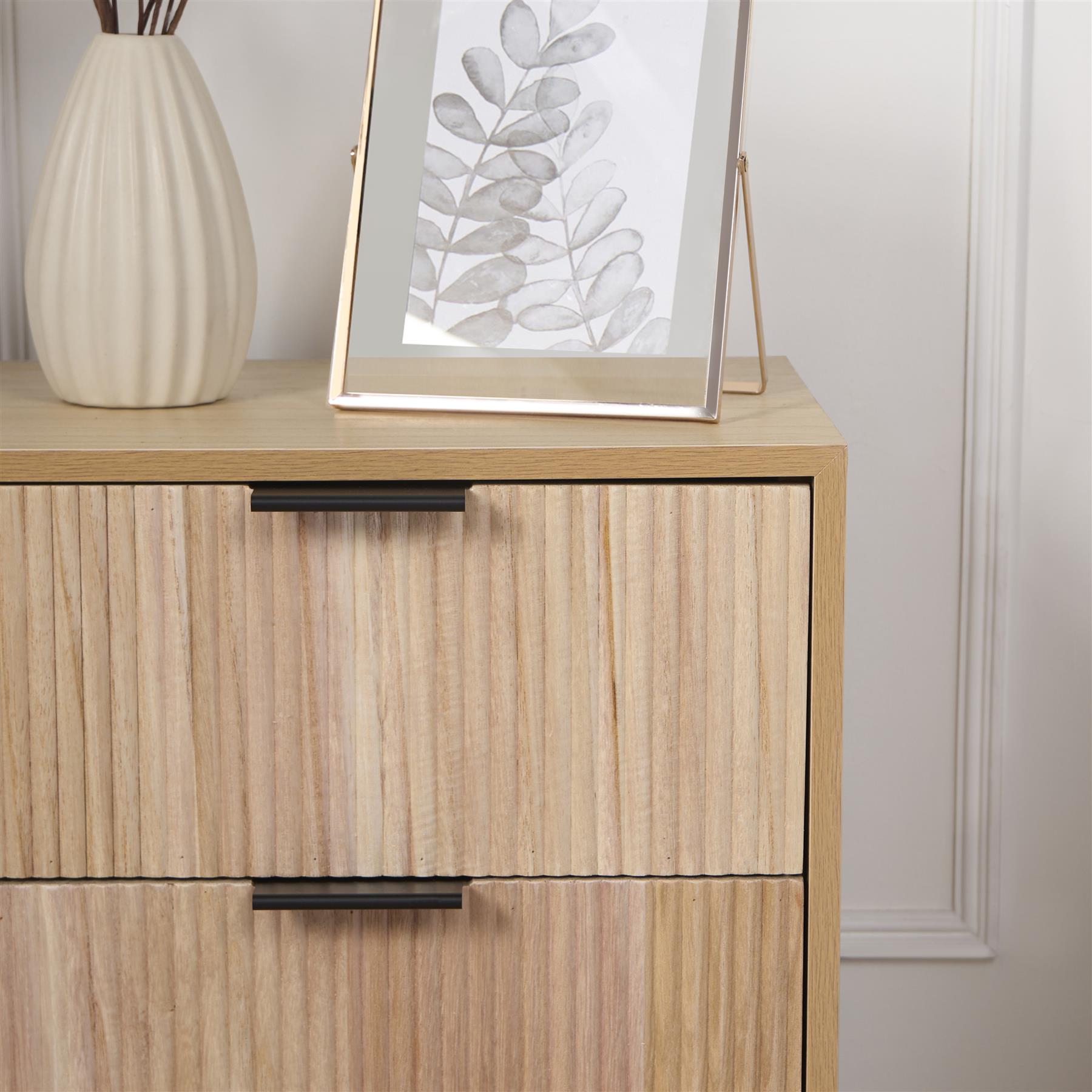 Ribbed Bedside Table Modern Bedroom 3/4 Draw Office Nightstand Living Room Unit - Picture 29 of 71