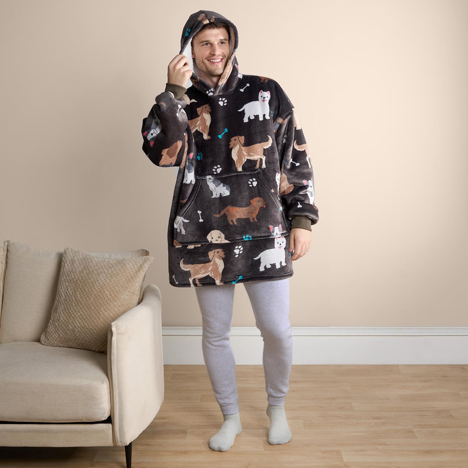 Dog Hoodie Blanket Oversized Cat Paw Plush Super Soft Giant Warm Wearable Throw - Picture 14 of 18
