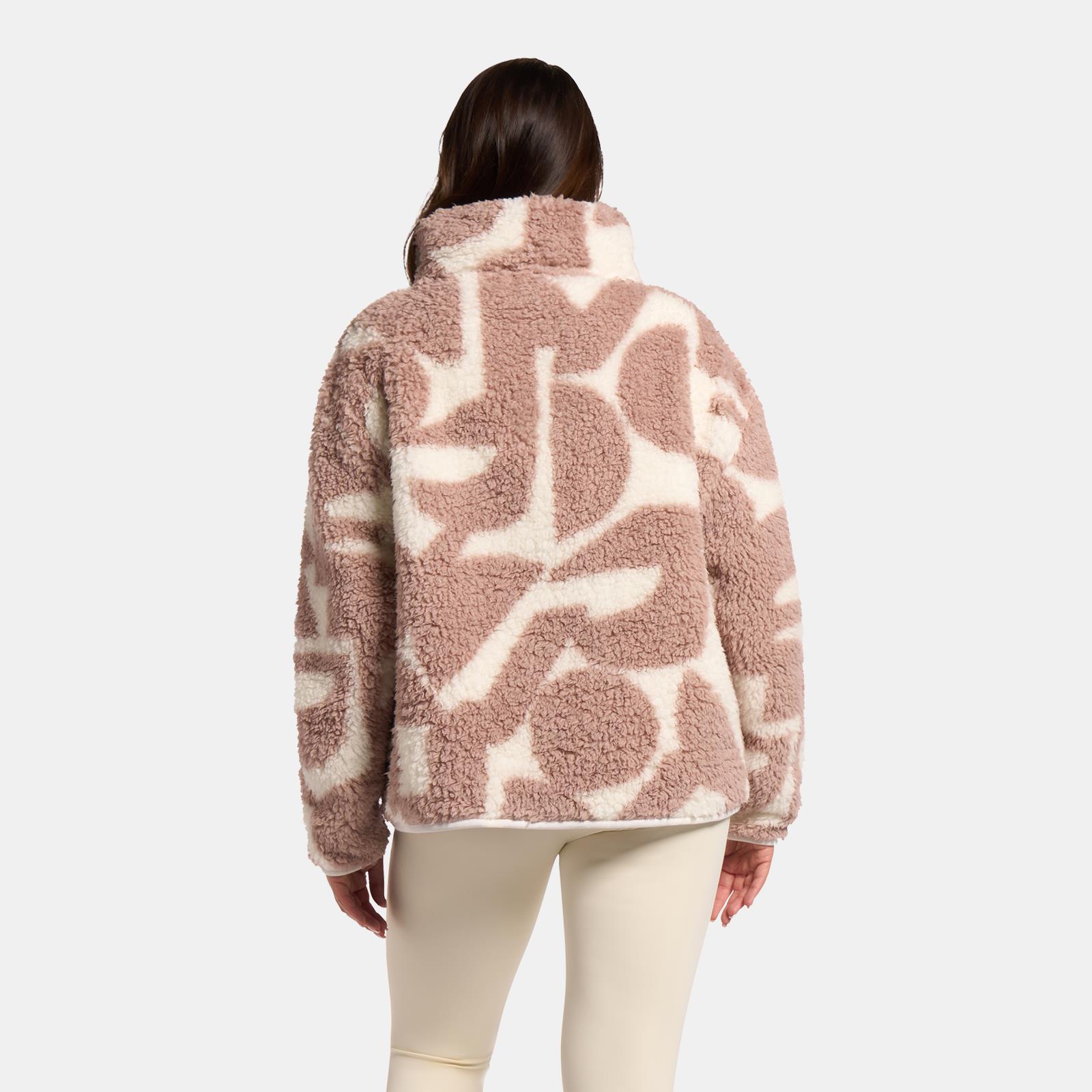 OHS Half Zip Hoodie Geometric Print Teddy Fleece Jumper Pullover Sweatshirt
