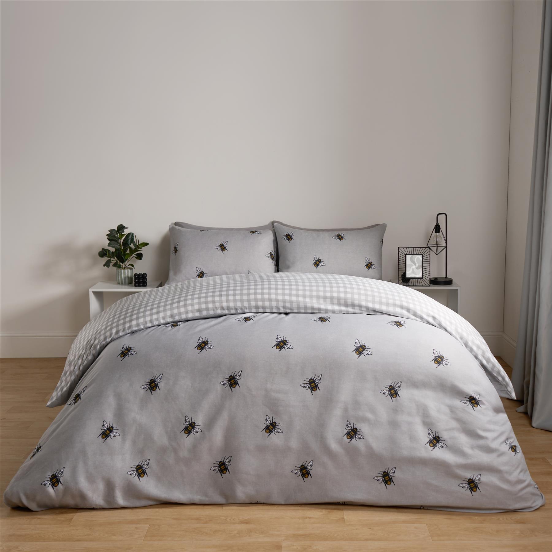 Bee Duvet Cover Set Reversible Stripe Quilt Bedding Set Single Double King Size