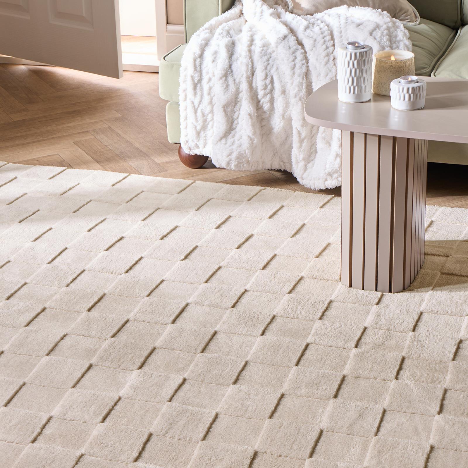 OHS Checkerboard Rug Non Slip Soft Modern Carpet Living Room Bedroom