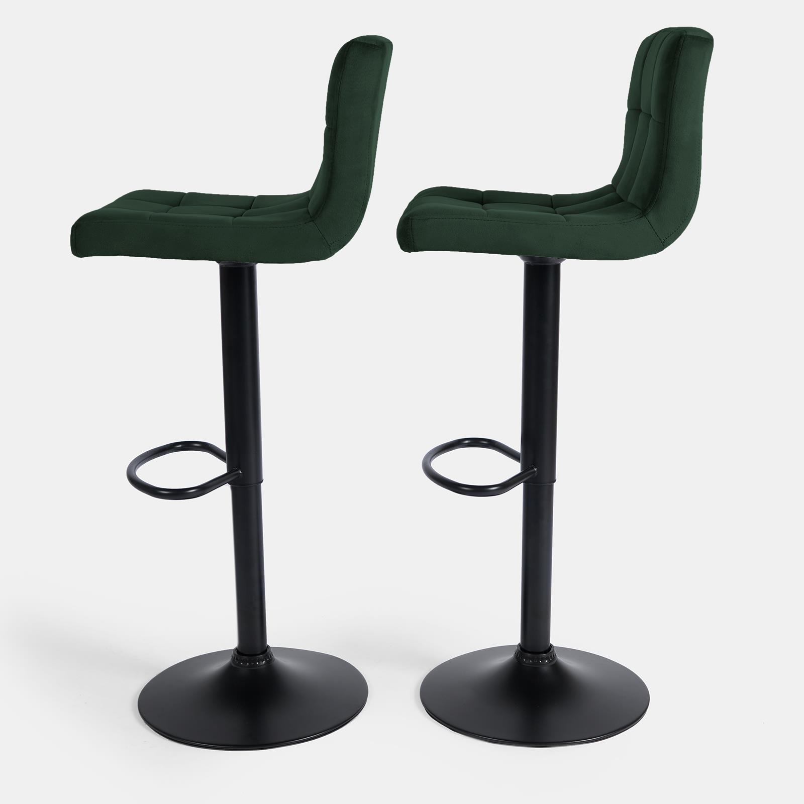 Adjustable Bar Stools x 2 Velvet Swivel Pub Seat Kitchen Breakfast Counter Chair - Picture 24 of 47