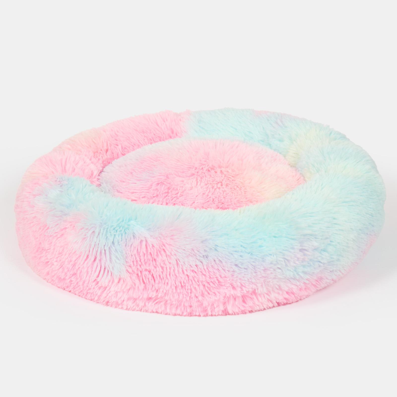 OHS Pet Bed Calming Fluffy Plush Fleece Dog Anti Anxiety Round Donut Washable