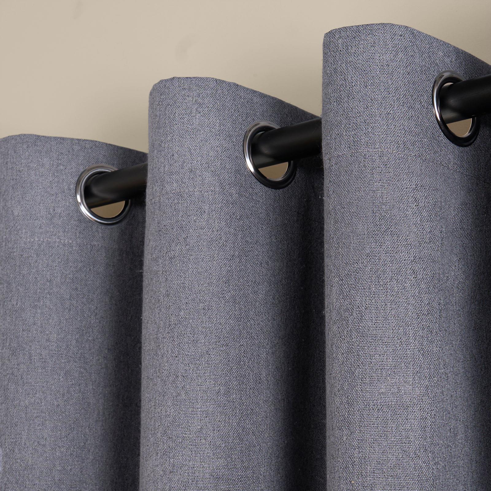 Pair of Eyelet Blackout Curtains Woven Ready Made Ring Top Thermal Texture Thick - Picture 12 of 48